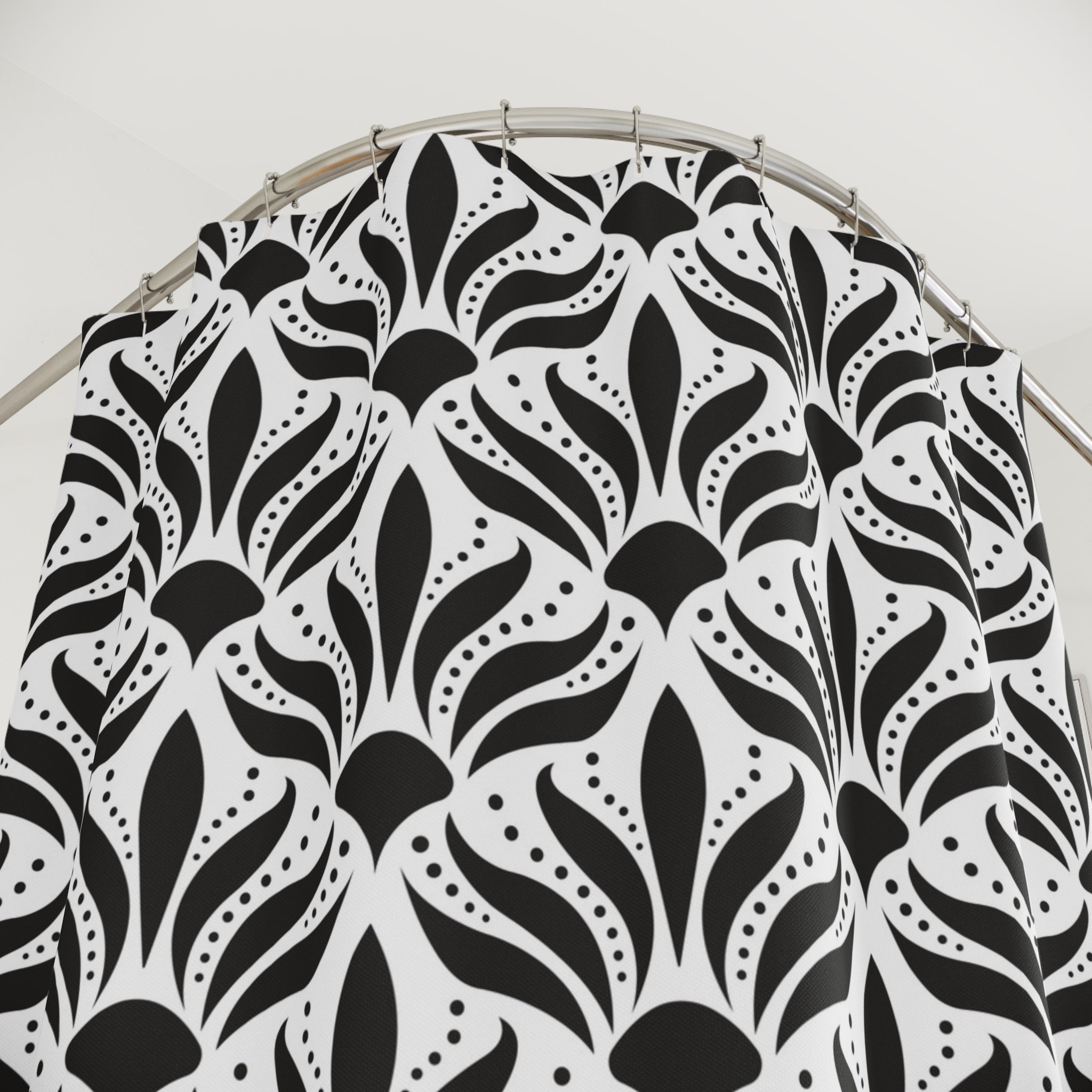Black White Shower Curtain | Art Noveau Fabric Curtain