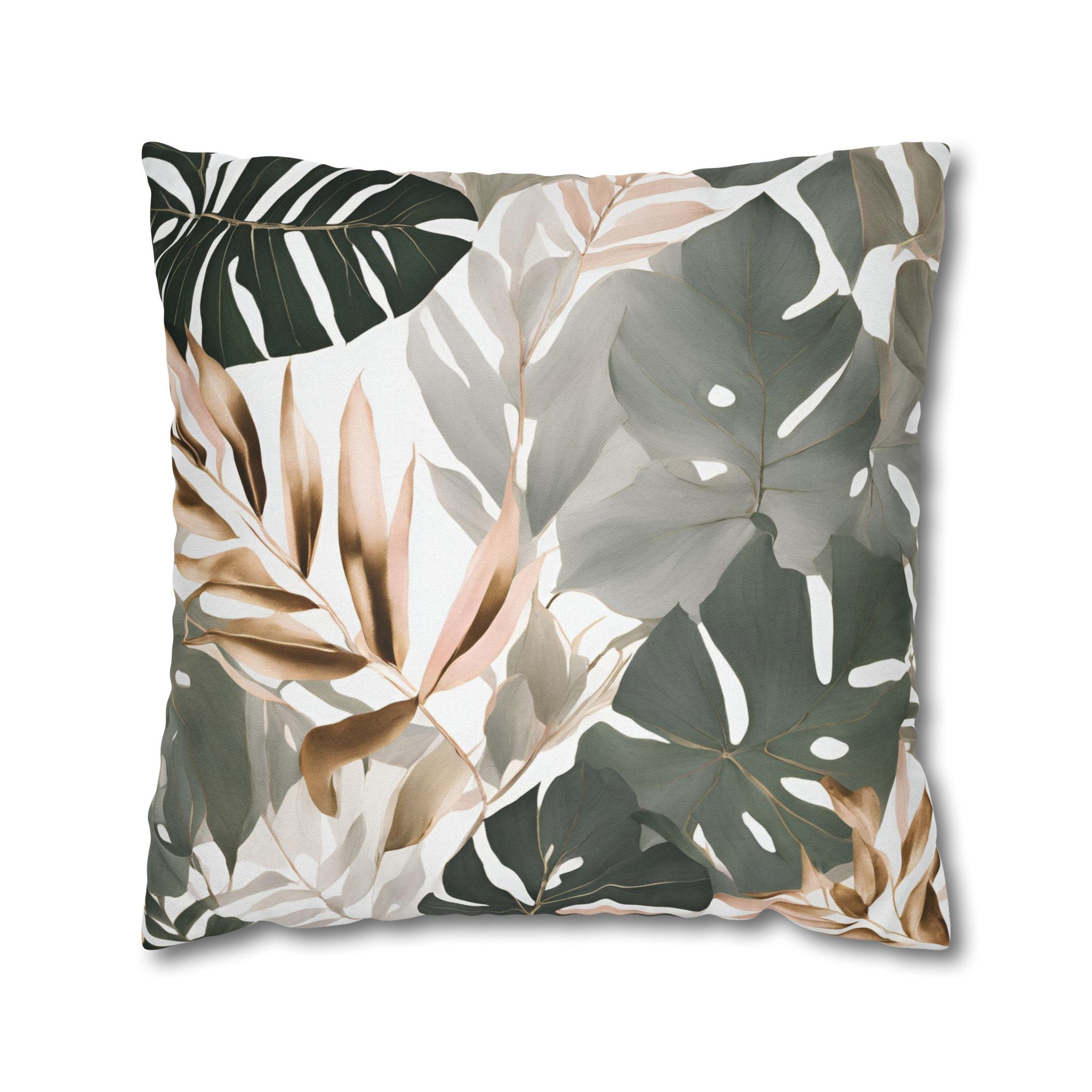 Abstract Pillow Cover | Jungle Sage Green Leaves Pillowcase