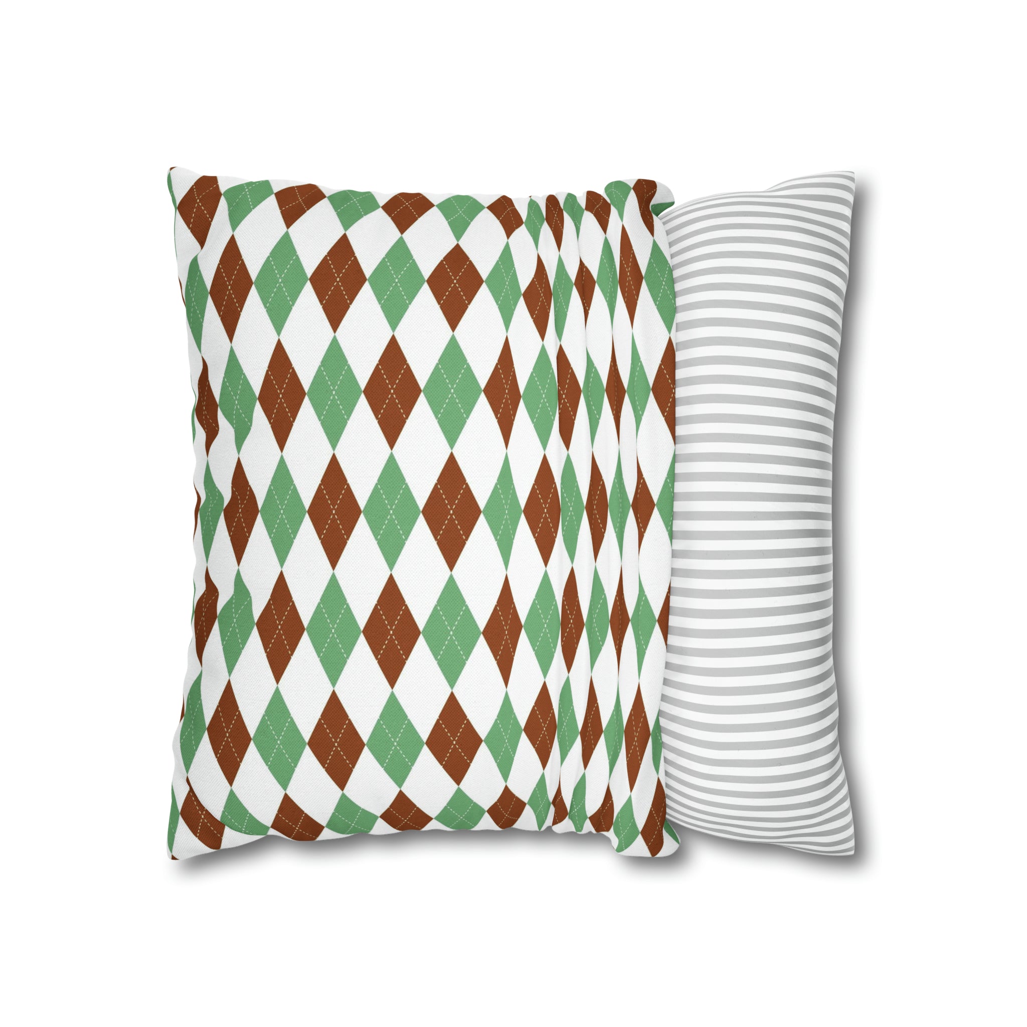 Argyle Pillow Cover | Diamond Checkered, Sage Green Brown