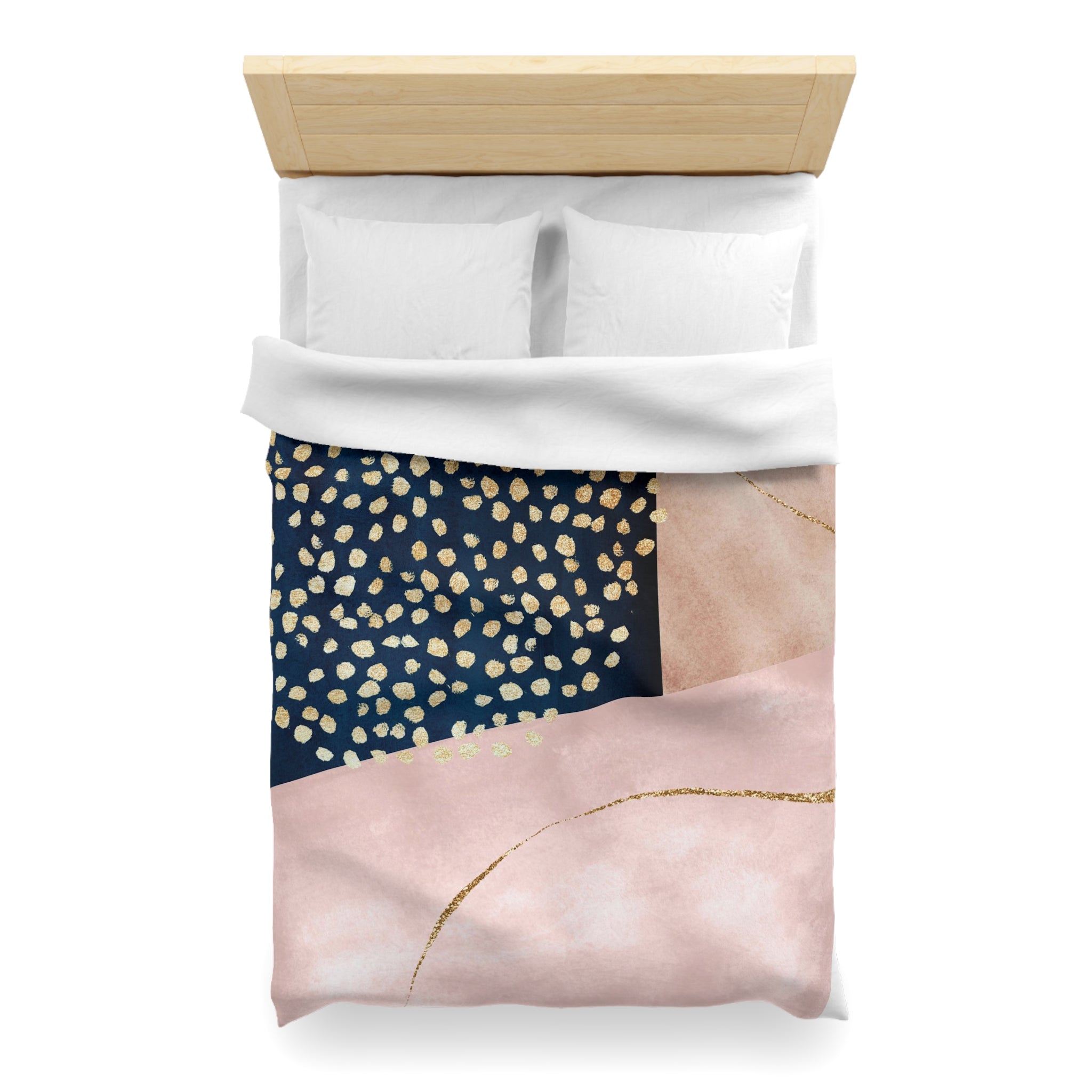 Abstract Boho Duvet Cover | Blush Pink, Beige, Navy Blue Watercolor | Bedroom Decor