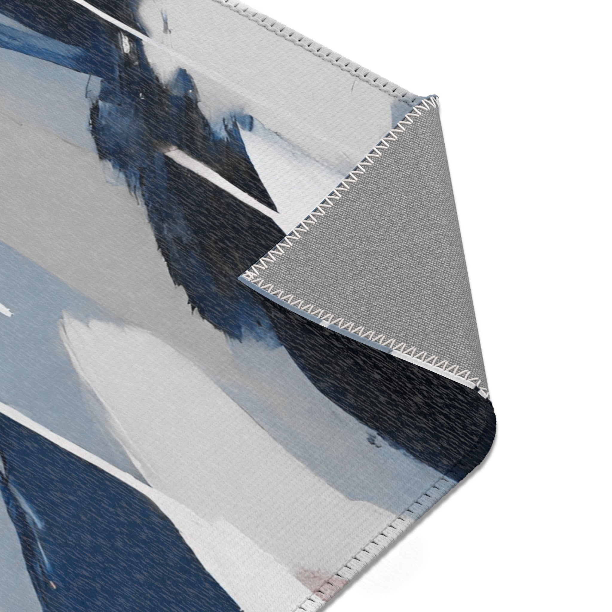 Abstract Large Area Rug | Modern Blue Grey White Watercolor Rug