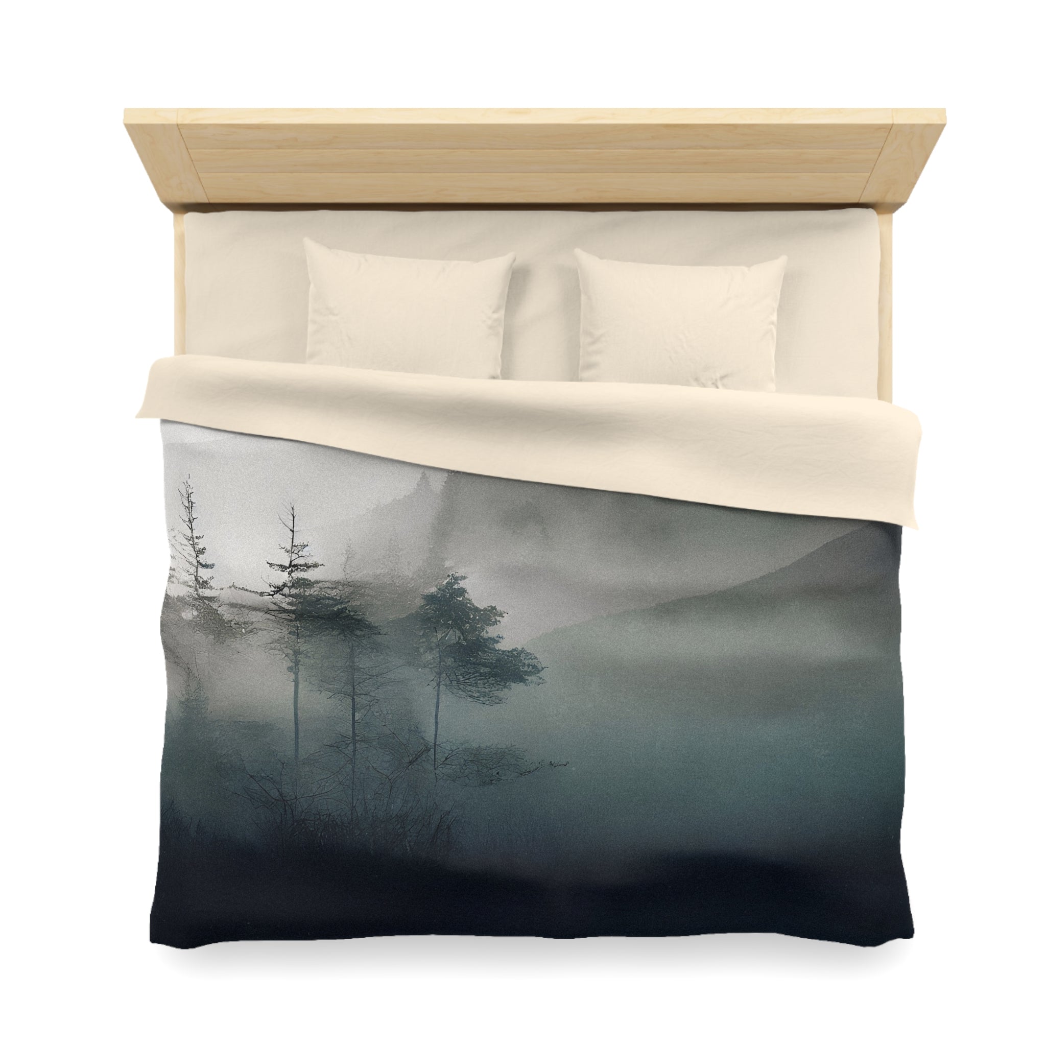 Rustic Abstract Duvet Cover | Dark Grey Forest Ombre | Bedroom Decor