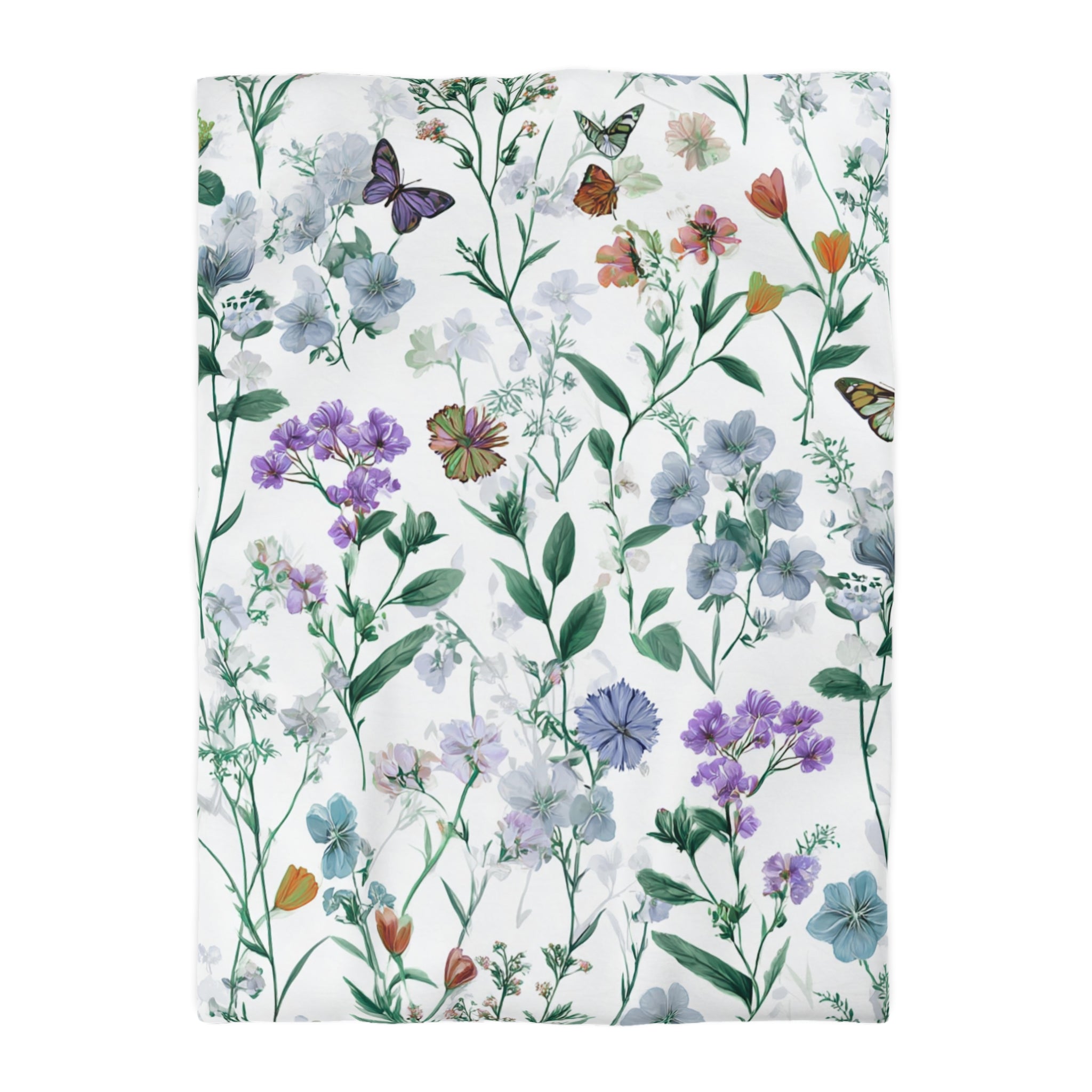 Floral Modern Duvet, Pillow Cover | White Green Bedroom Decor