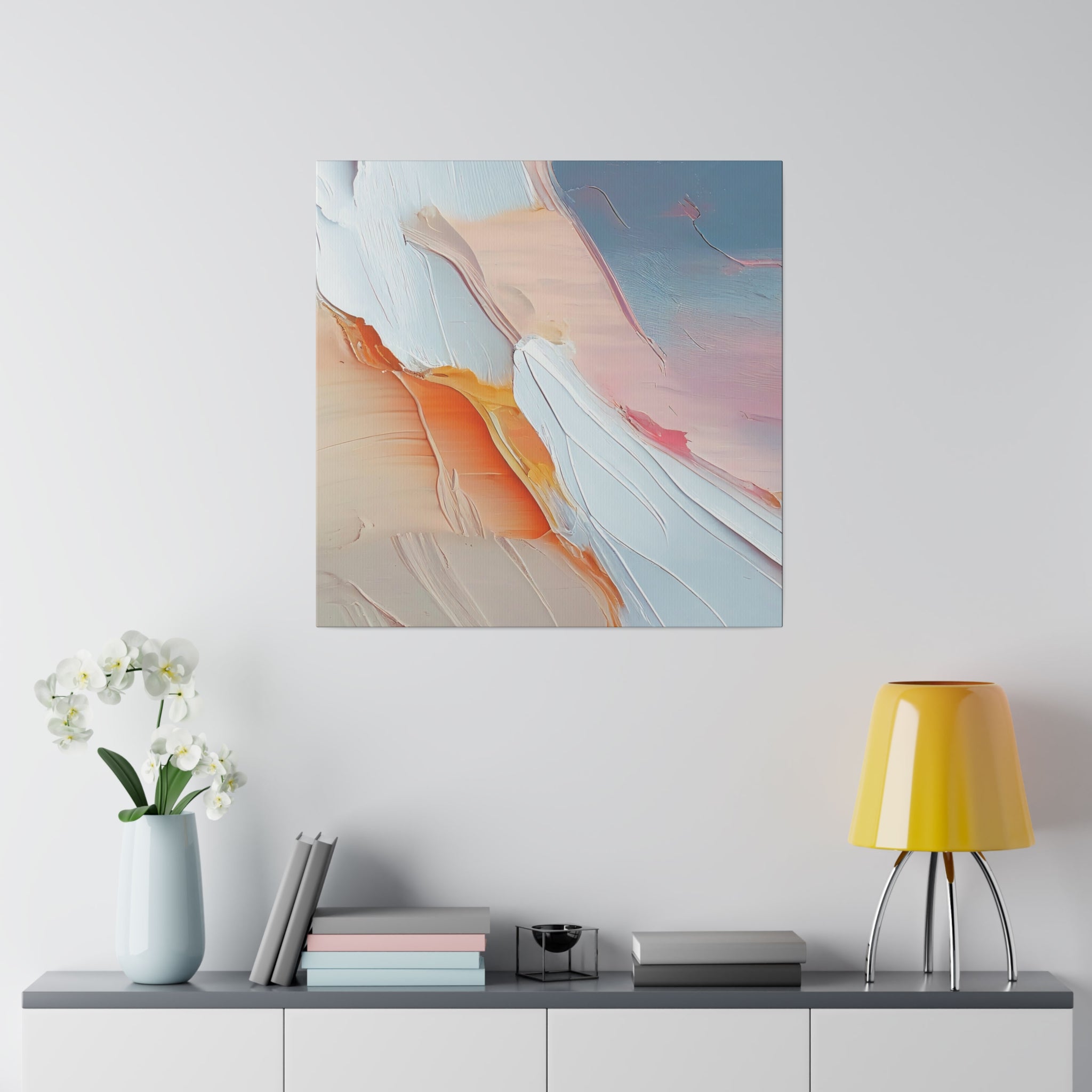 Abstract Canvas Wall Art | Sky Blue, Pink Beige Wall Artwork