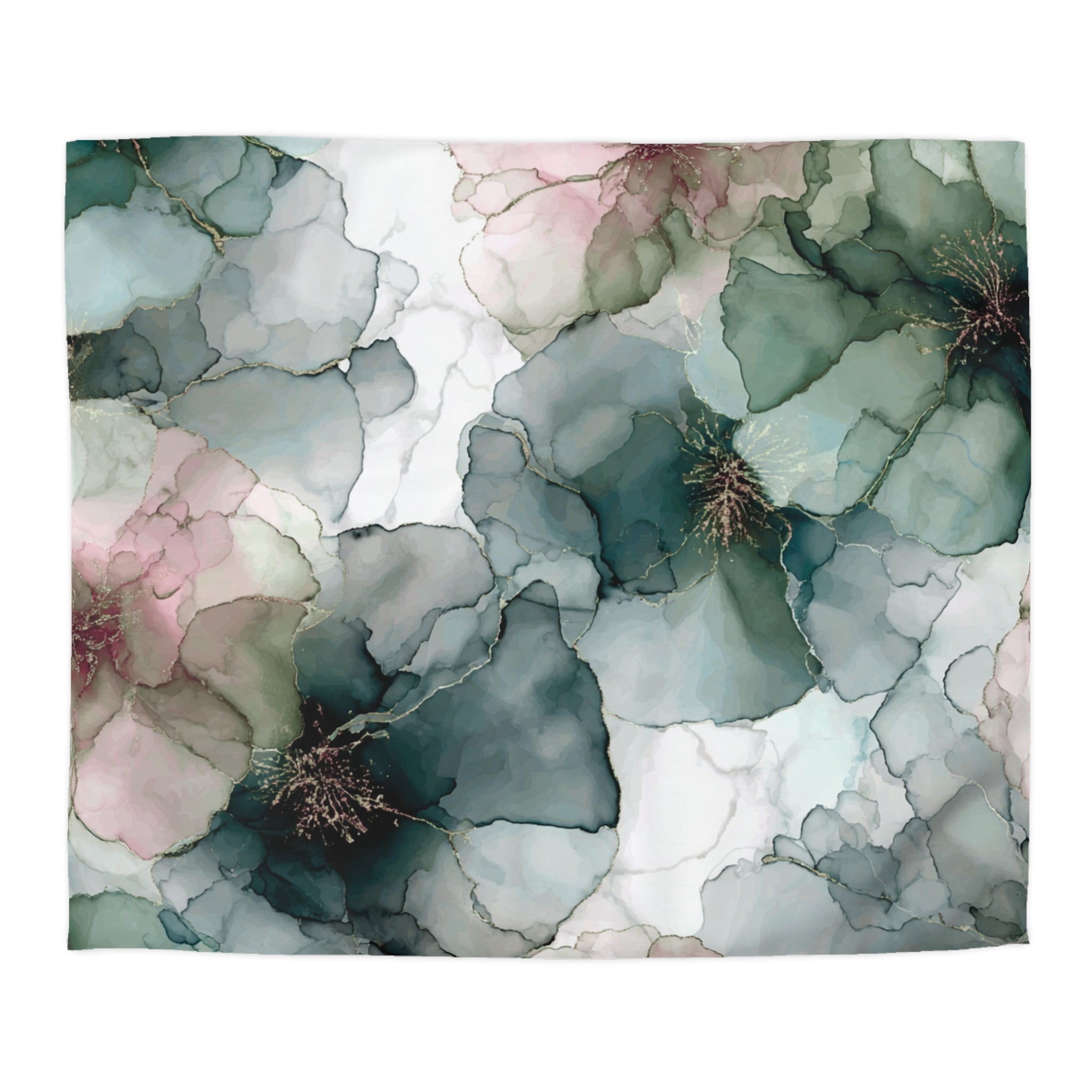 Floral Duvet, Pillow Cover | Green Pink Bedroom Decor
