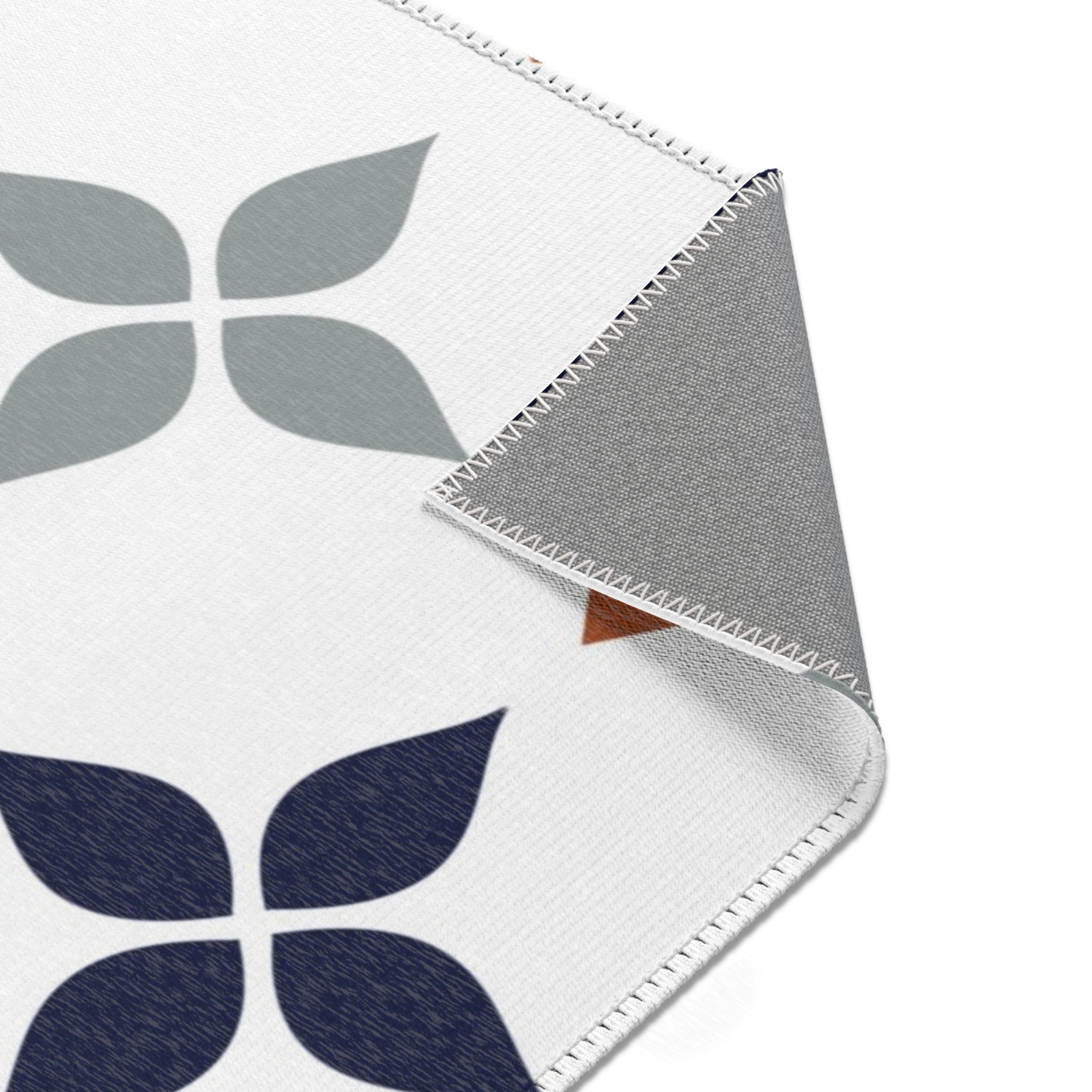 Retro Moroccan Area Rug | Vintage Art Deco, Nouveau White, Navy Blue, Grey