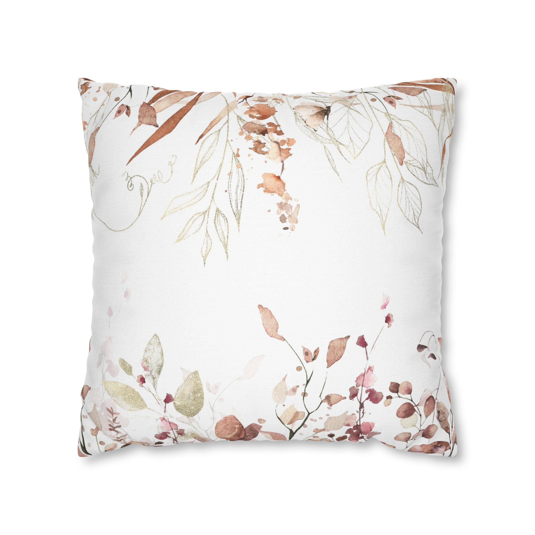 Floral Pillow Cover | White Beige Monstera Leaves