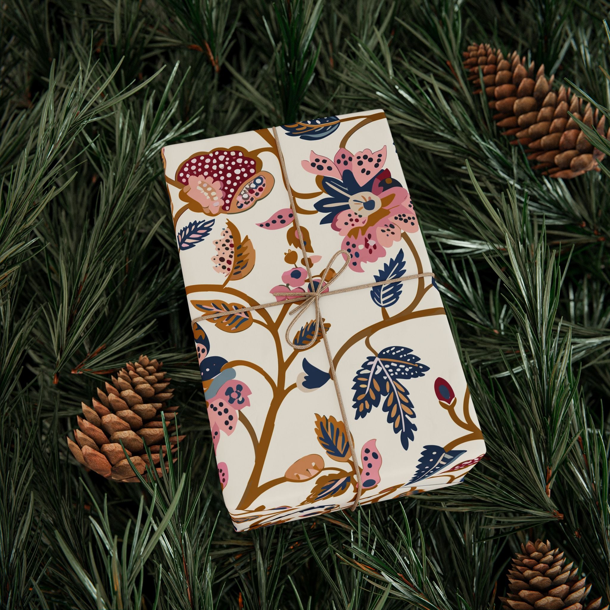 Gift Wrapping Paper | Colorful Indian Chintz Floral Wrap for the Holidays, Birthdays