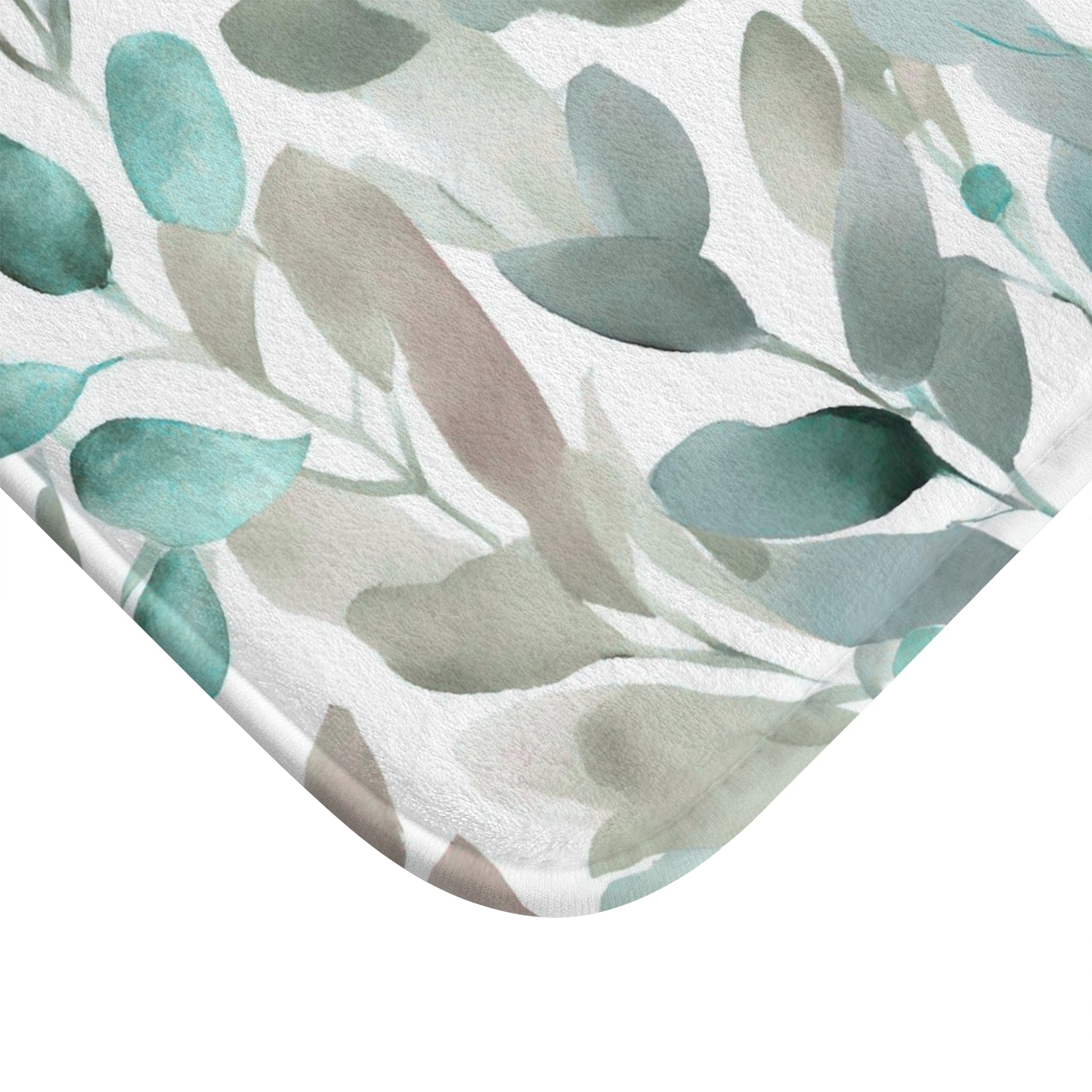 Floral Leaves Bath Mat | Watercolor Kitchen Mat