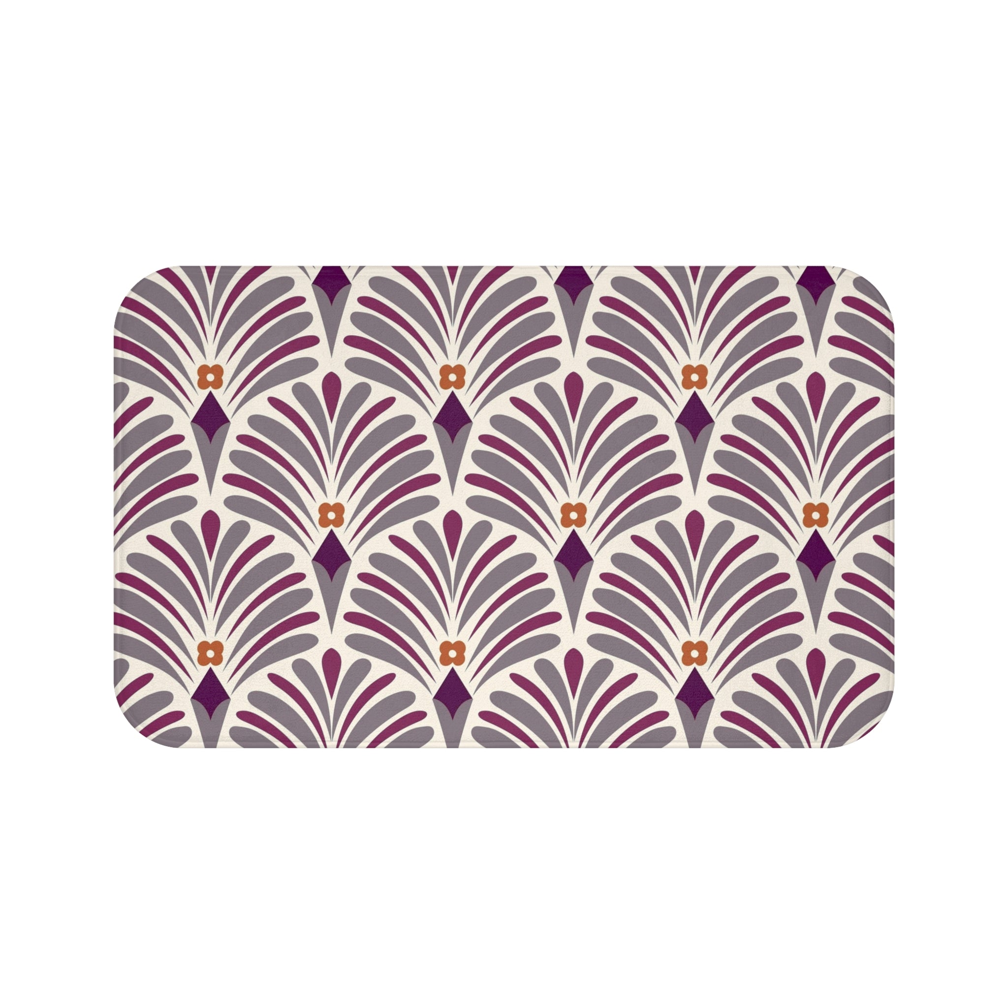 Art Deco Nouveau Bath Mat | Purple Grey Kitchen Mat