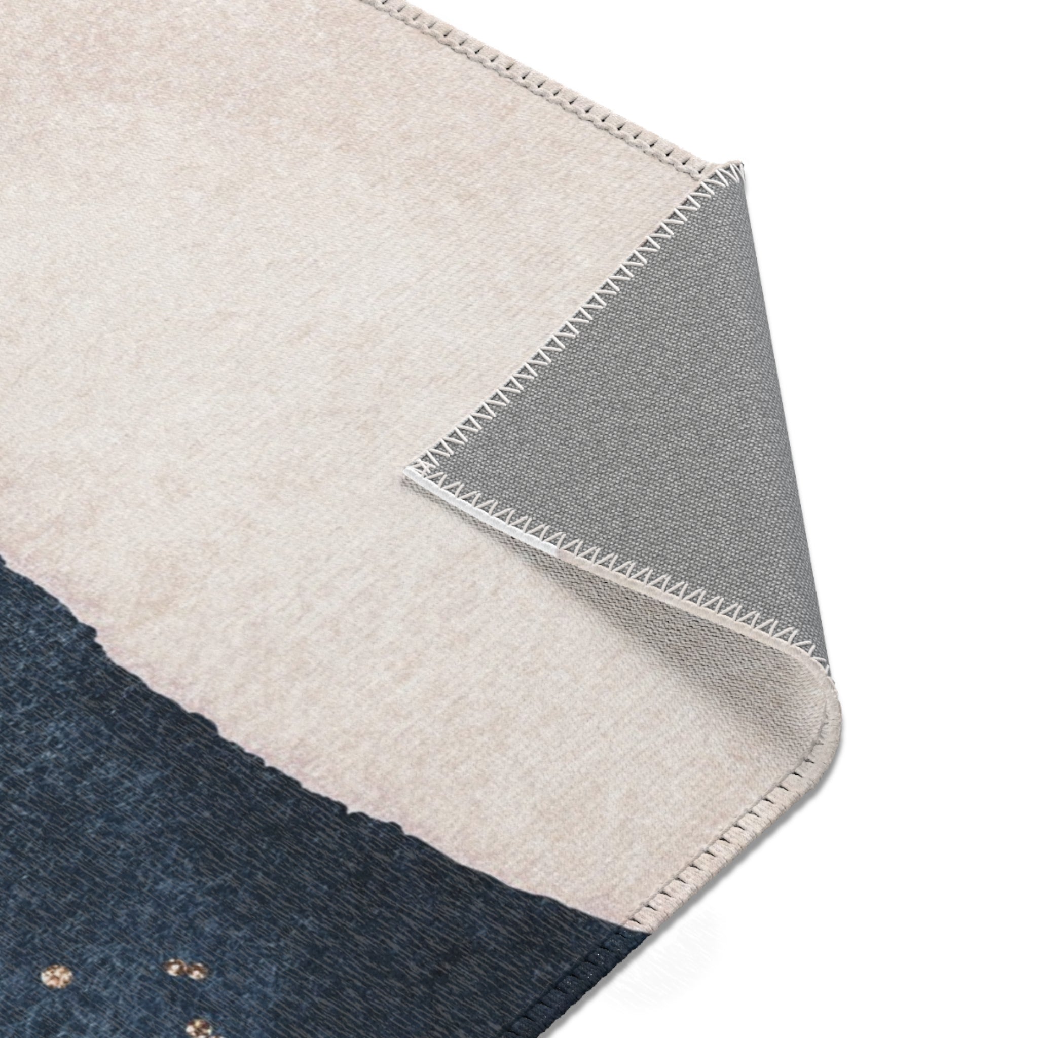 Abstract Area Rug | Navy Blue, Ivory Rust Watercolor Artsy Rug