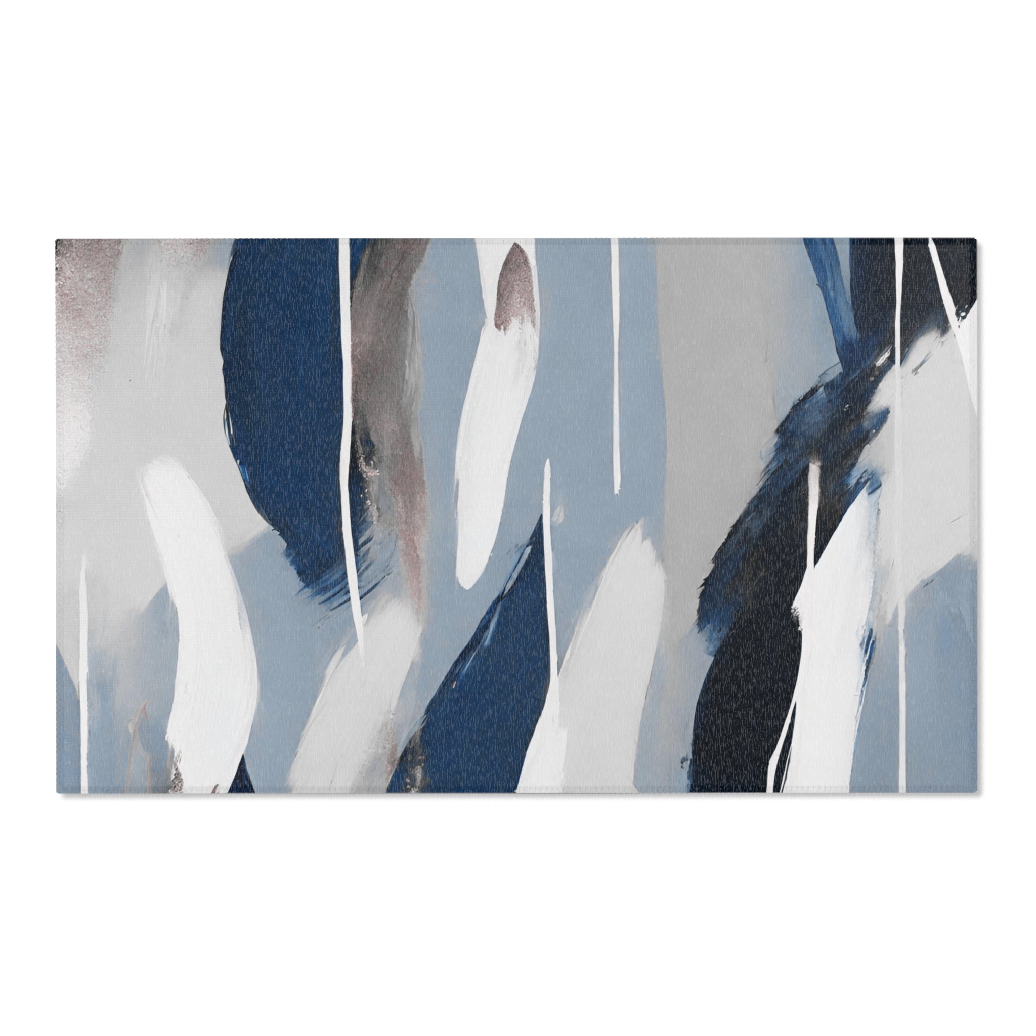 Abstract Large Area Rug | Modern Blue Grey White Watercolor Rug