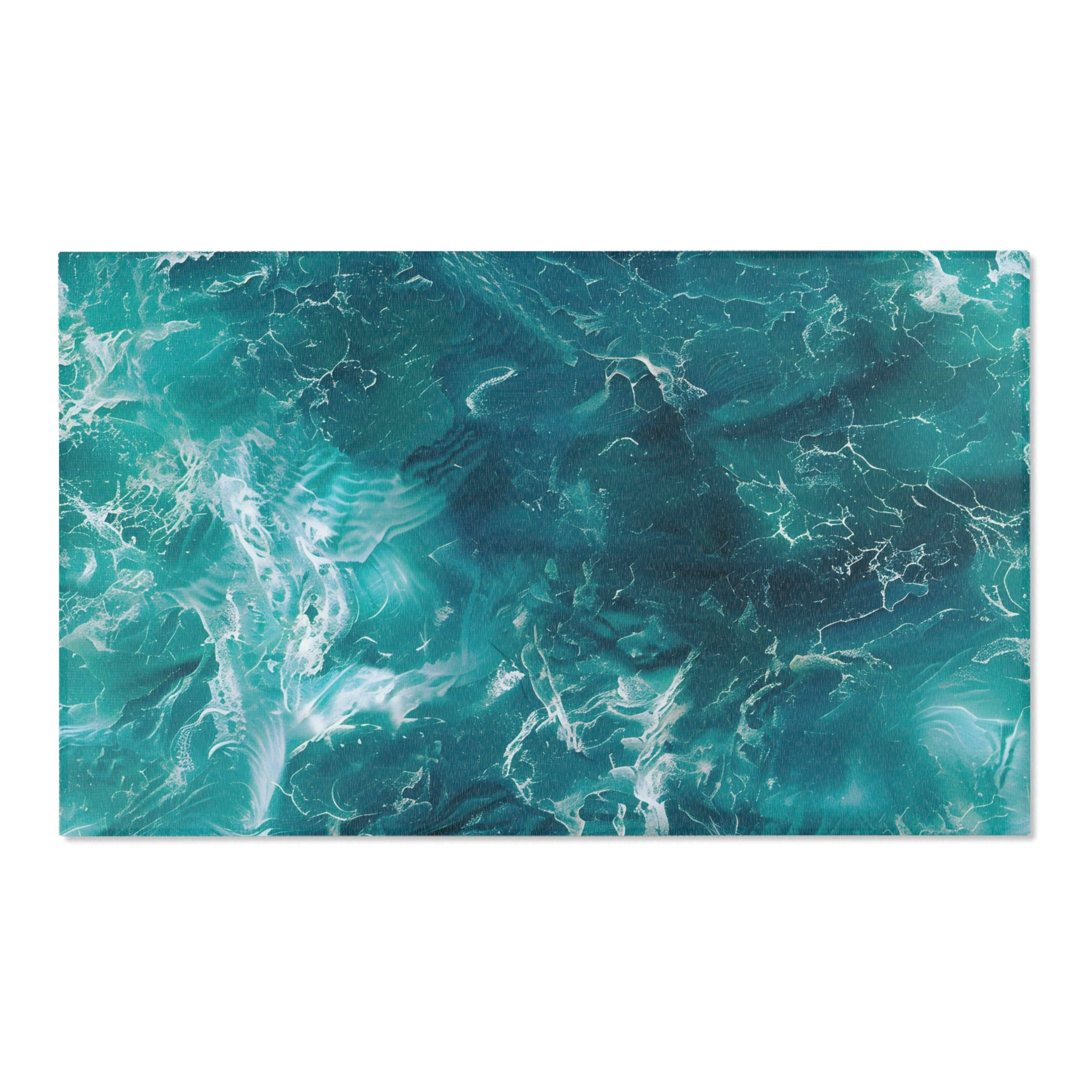 Abstract Area Rug | Teal Green Ocean Watercolor