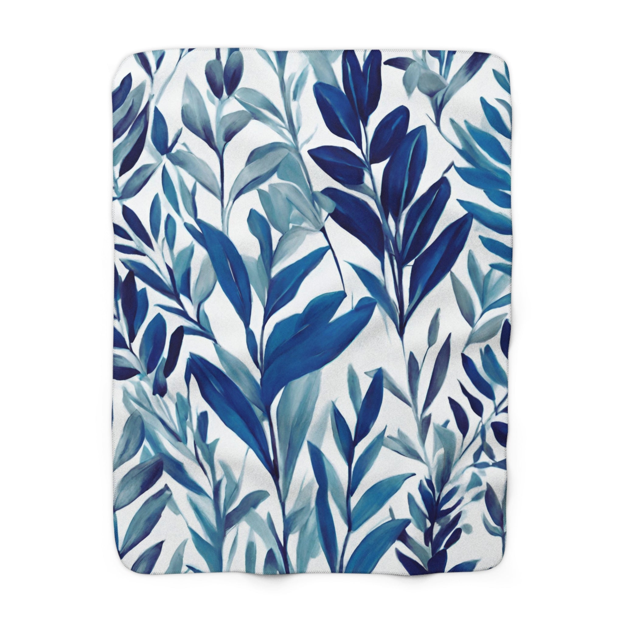 Comfy Blanket | Floral Indigo Navy Teal Blue Leaves