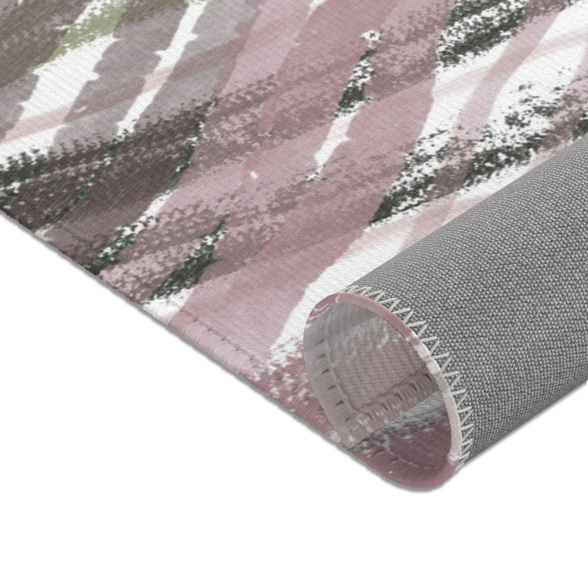 Abstract Area Rug | Mauve Blush Pink White Green