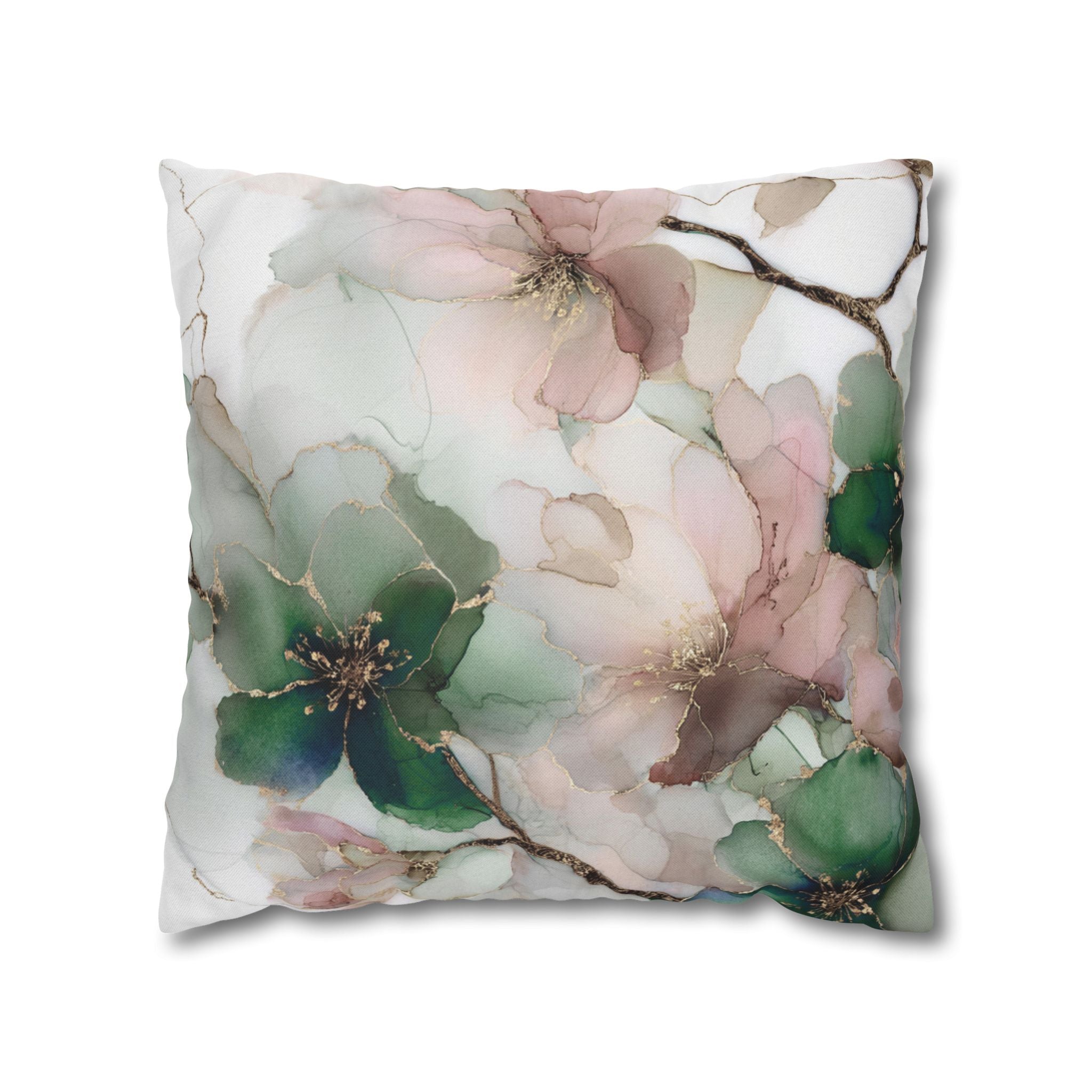 Floral Pillow Cover | Sage Green, Blush Watercolor Pillowcase
