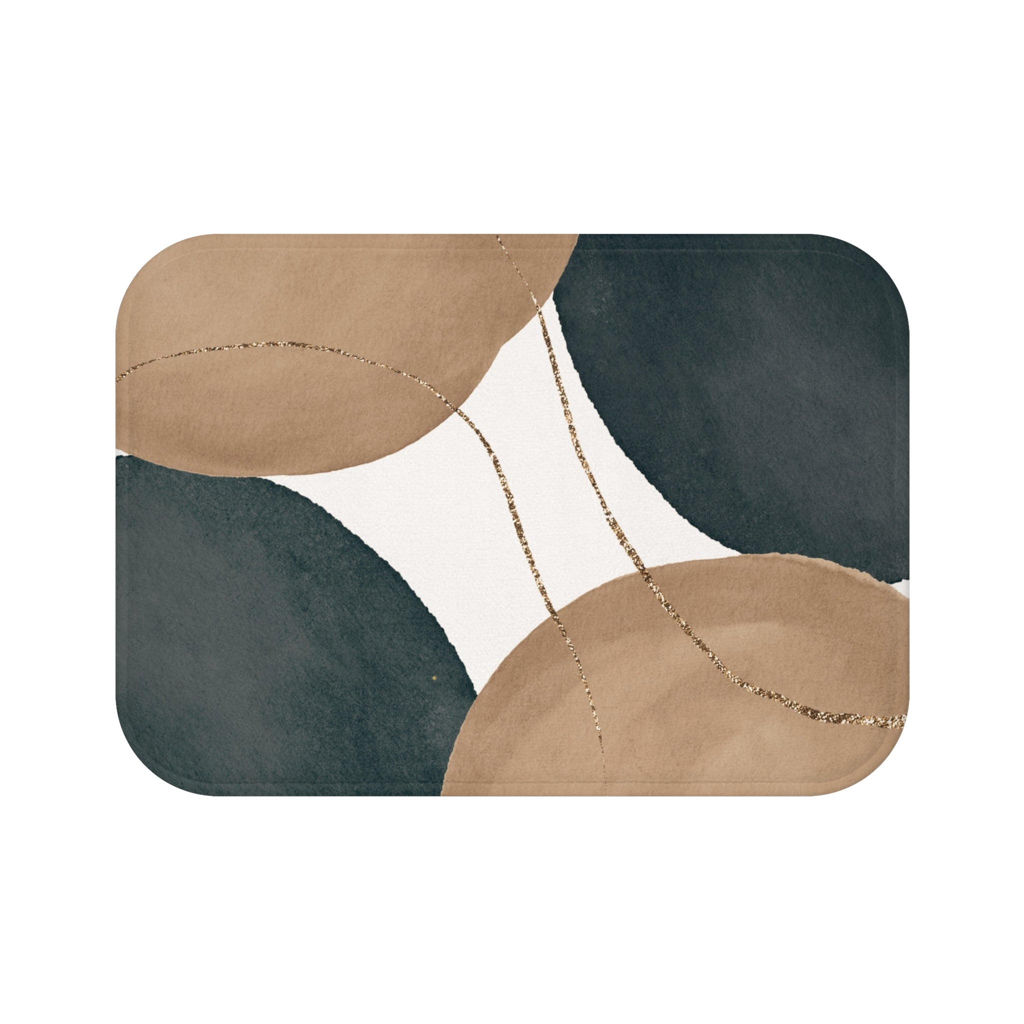 Boho Bath Mat | Mid Century Earthy, Beige Grey White Kitchen Mat