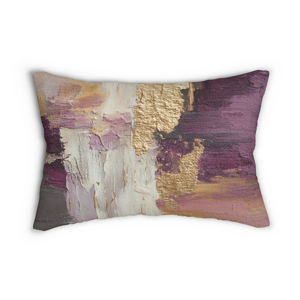 Plum Mauve and Ochre Textured Abstract Lumbar Pillow