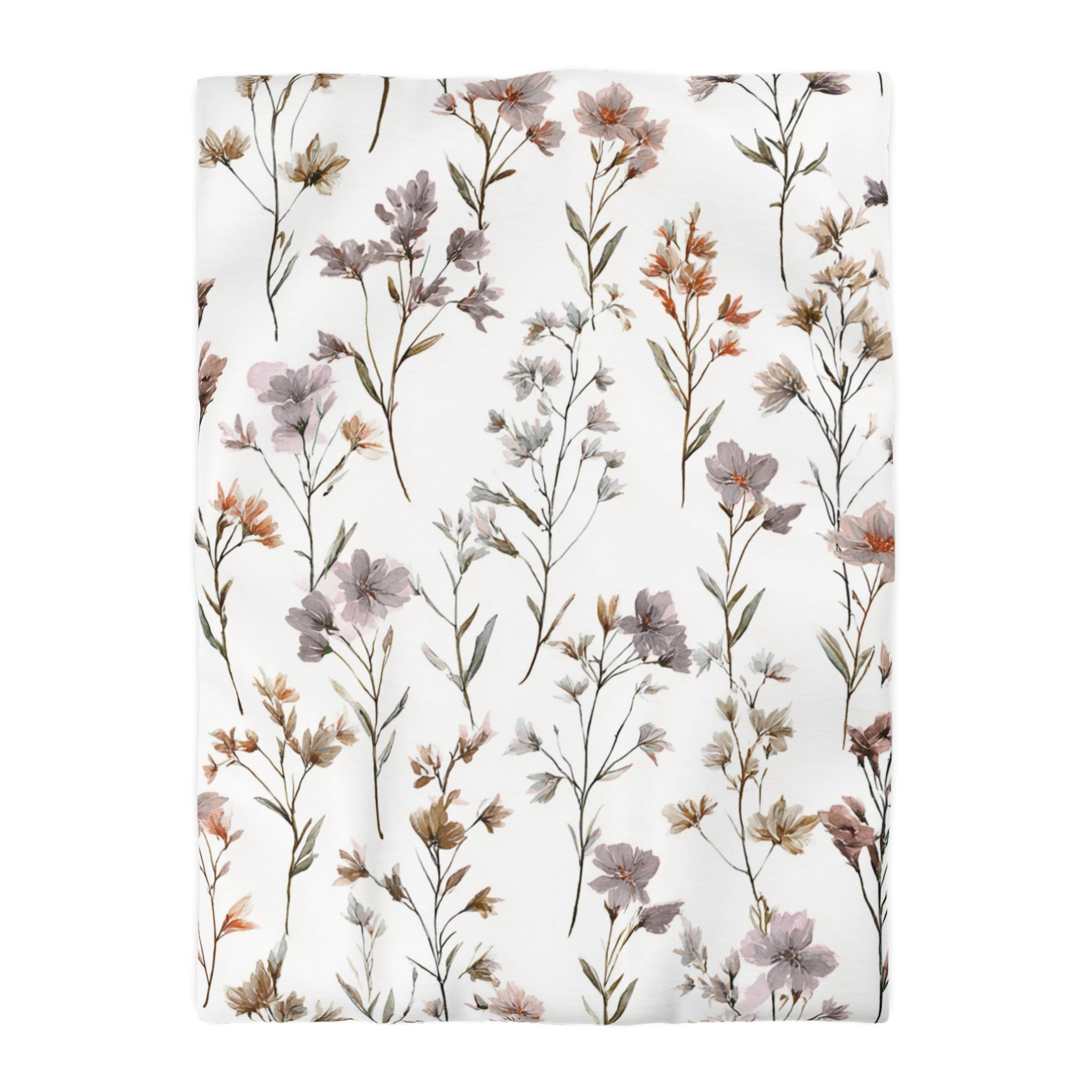 Floral Modern Duvet, Pillow Cover | White Beige Bedroom Decor