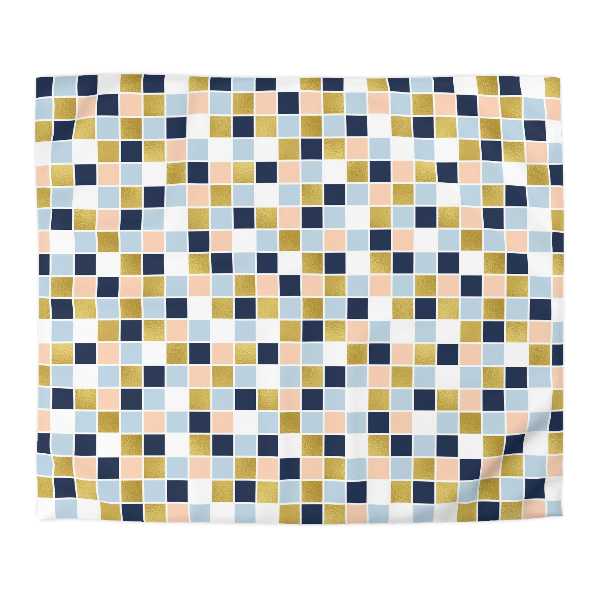 a vibrant and colorful pattern of squares in various shades of blue, pink, and yellow.