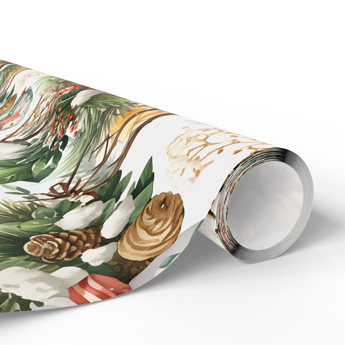 Pine Cone Lantern Greenery Christmas Wrapping Paper, Gift Wrap