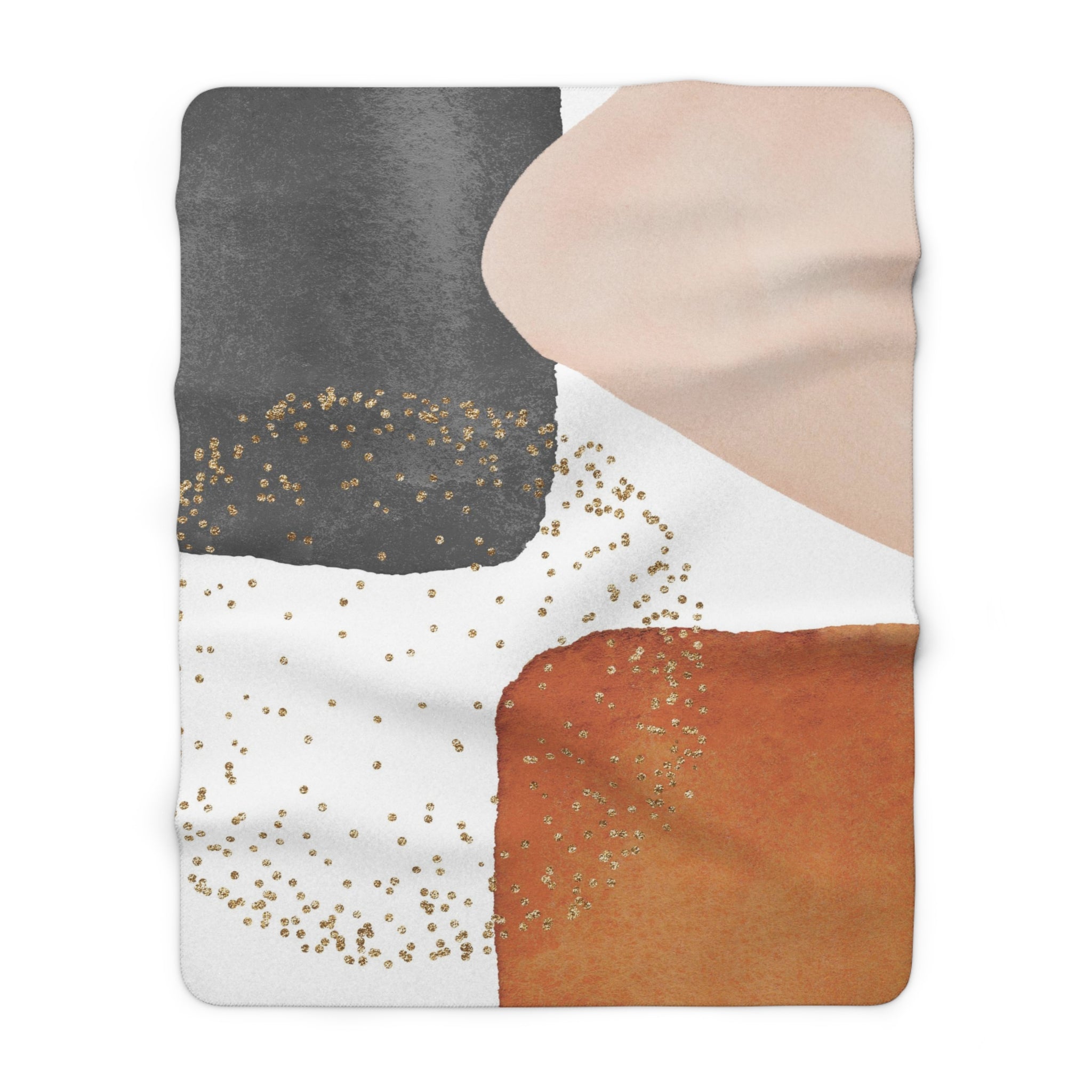 Abstract Throw Blanket | White Grey, Rust Orange Beige Modern Art