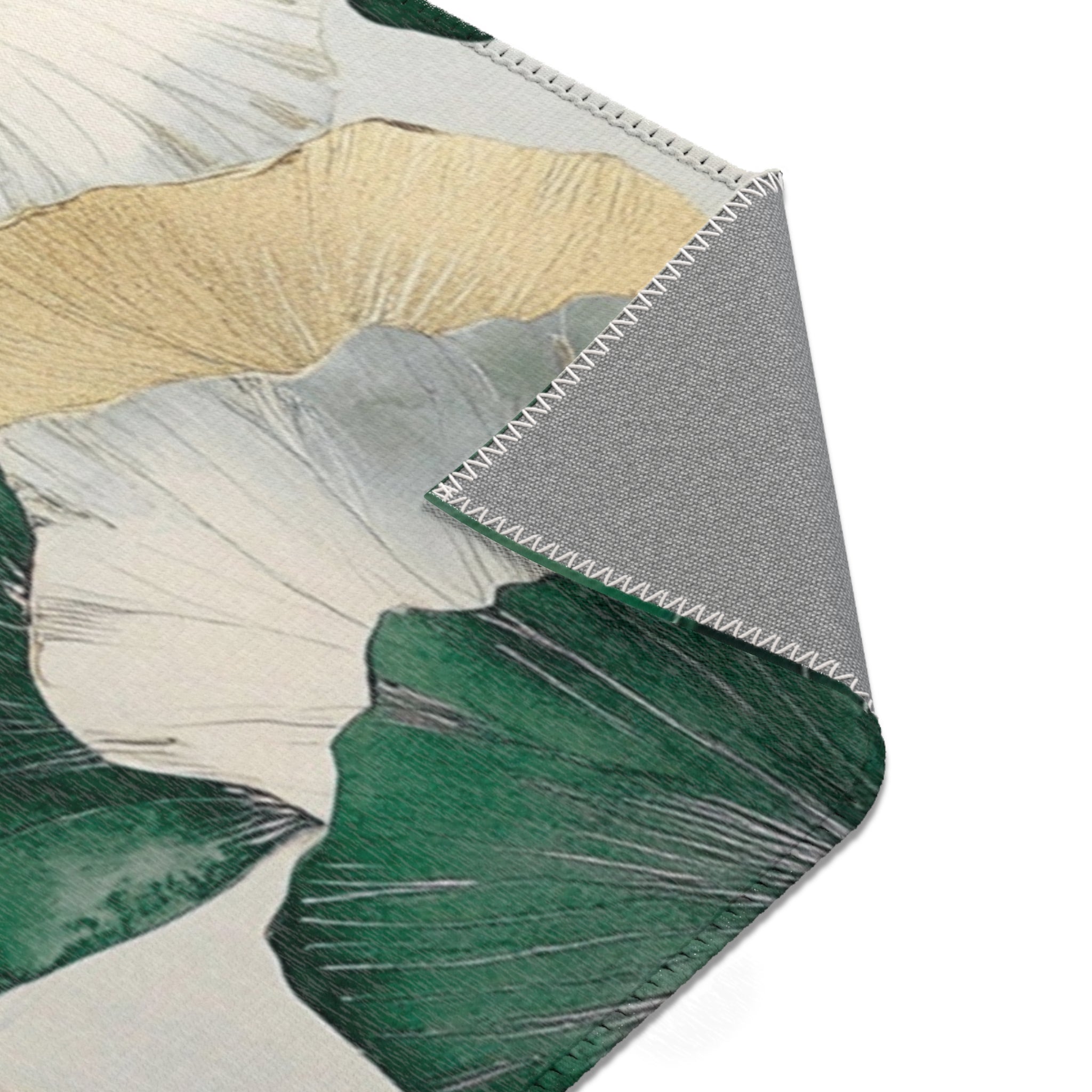 Floral Large Area Rug | Green Gingko Leaves Watercolor Rug