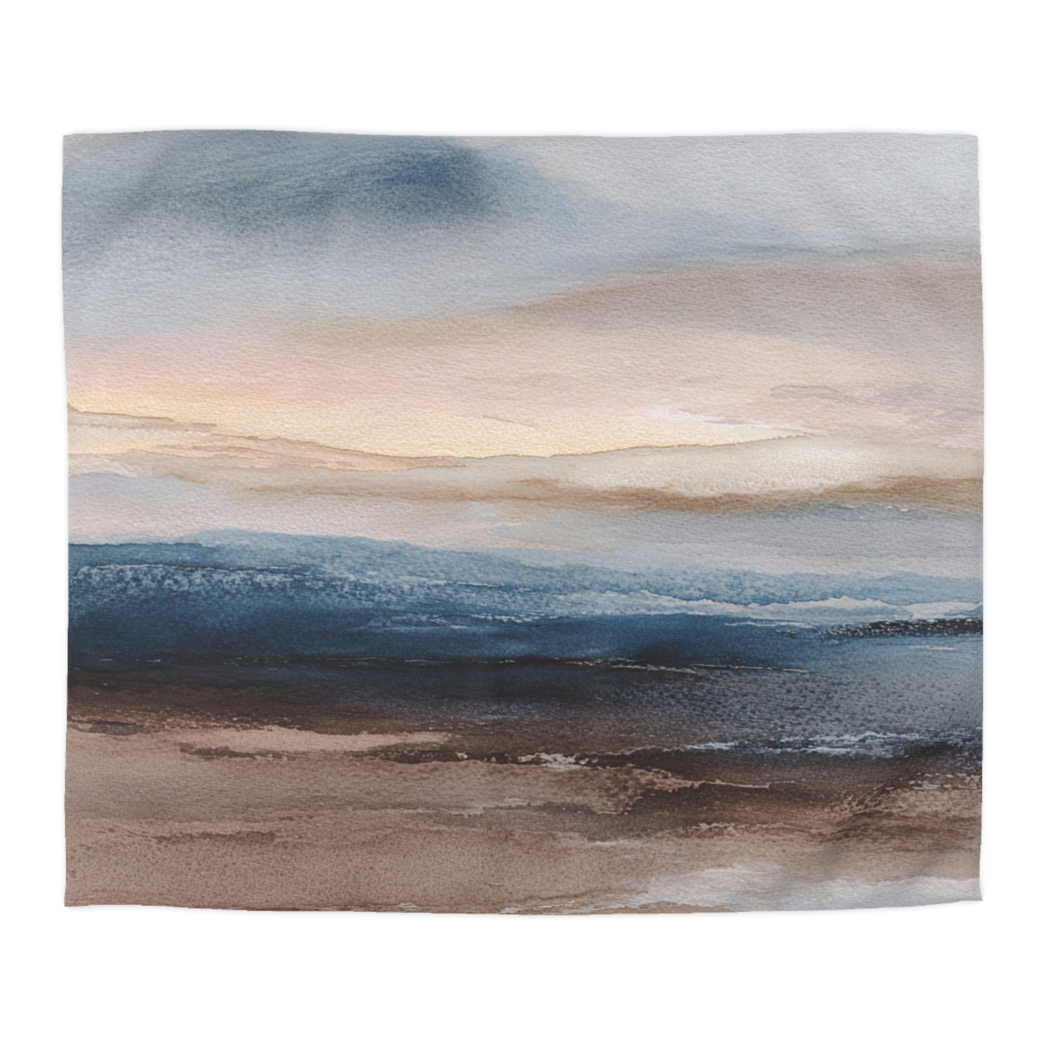 Modern Abstract Duvet, Pillow Cover | Blue Beige Bedroom Decor