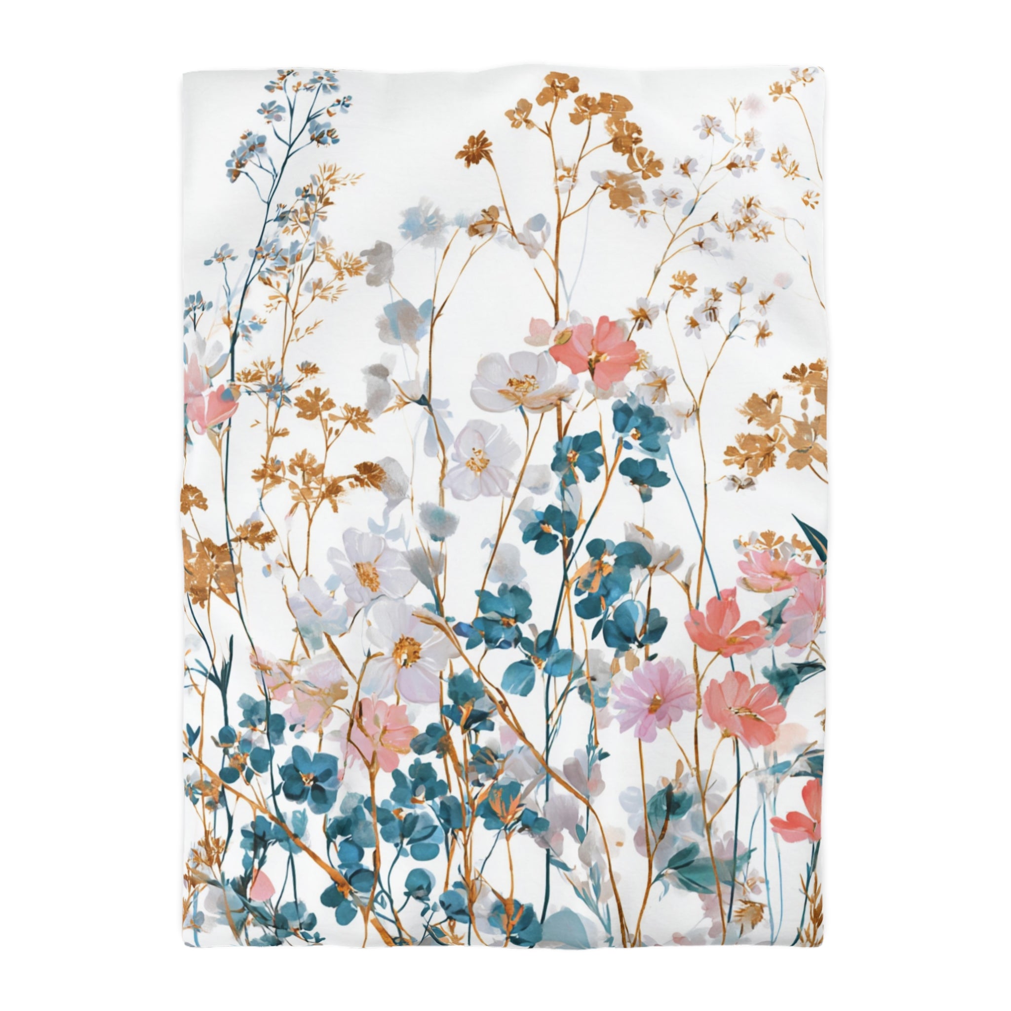Floral Modern Duvet, Pillow Cover | White Beige Bedroom Decor