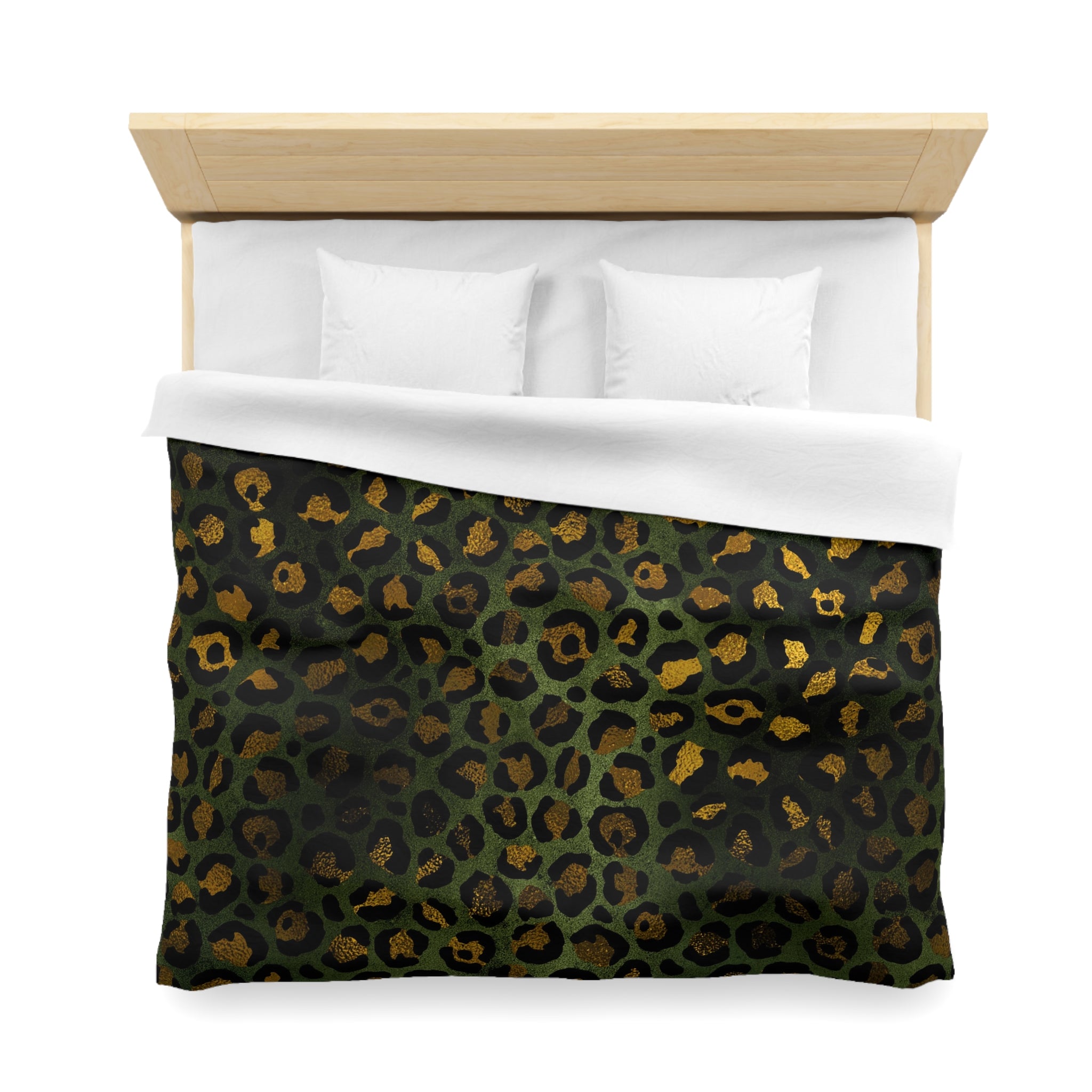 Green Leopard Duvet, Pillow Cover | Animal Skin Bedroom Decor