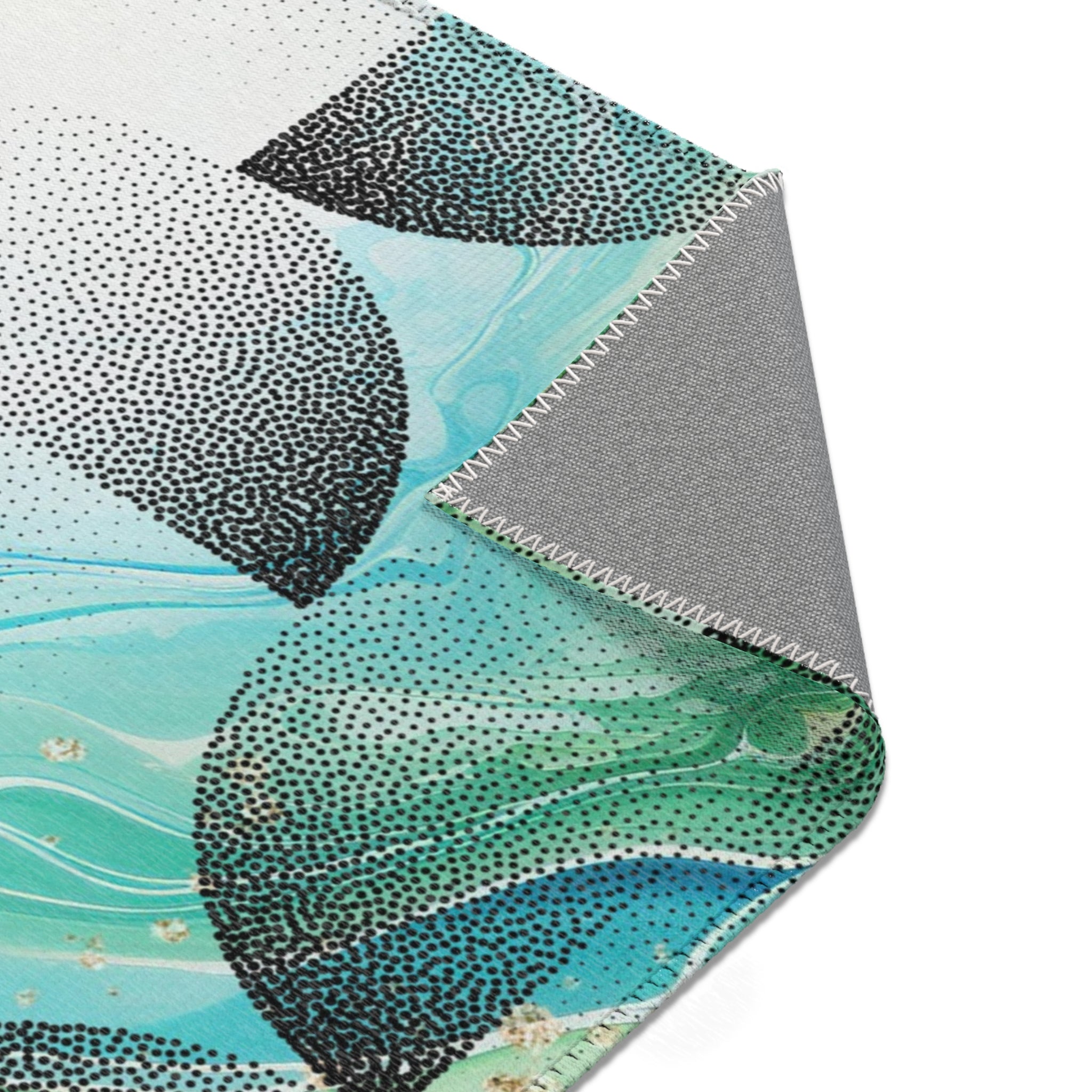 Abstract Colorful Area Rug | Blue Green, Black Rug