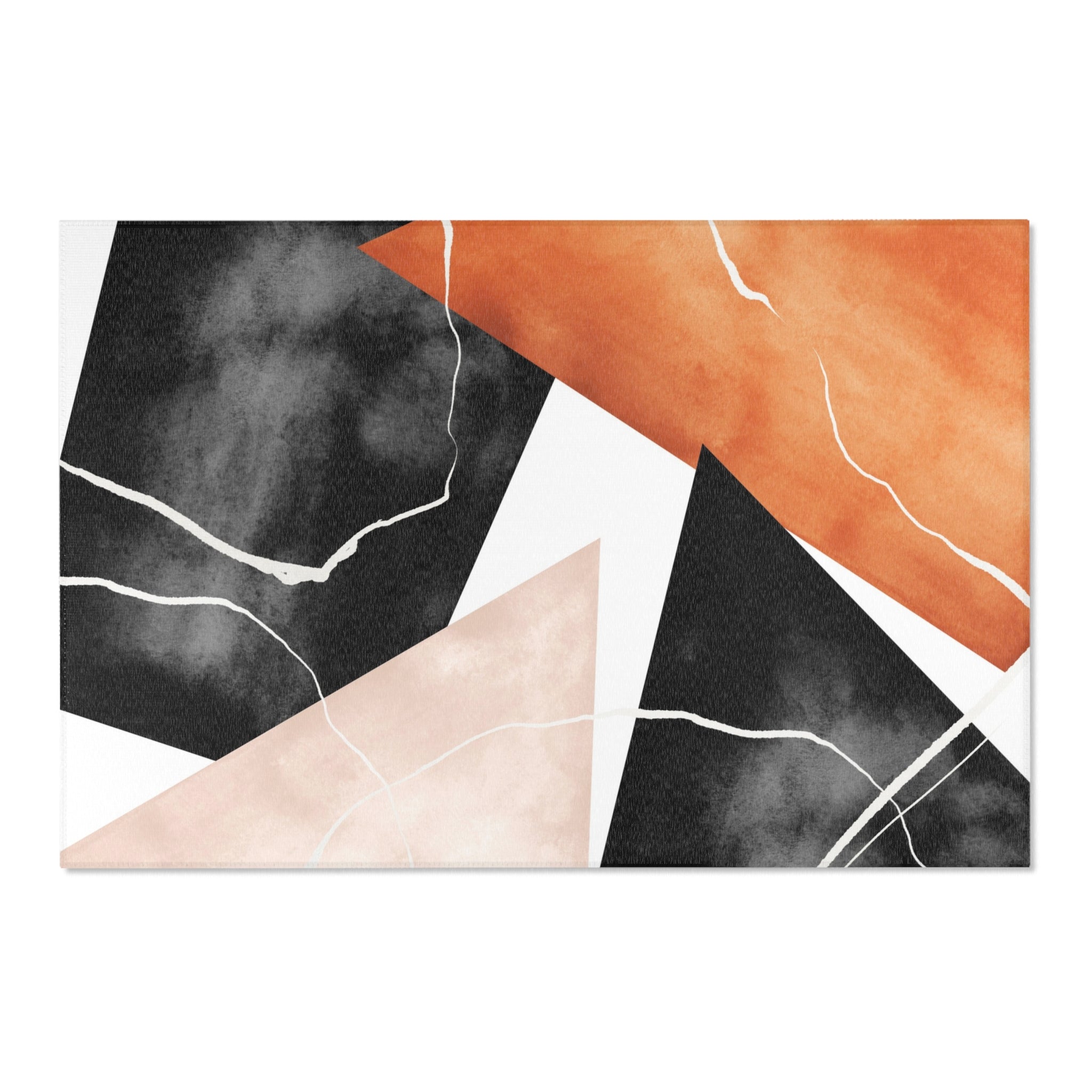 Abstract Large Area Rug | Modern Rug, Grey Black, Orange Blush Pink Rug