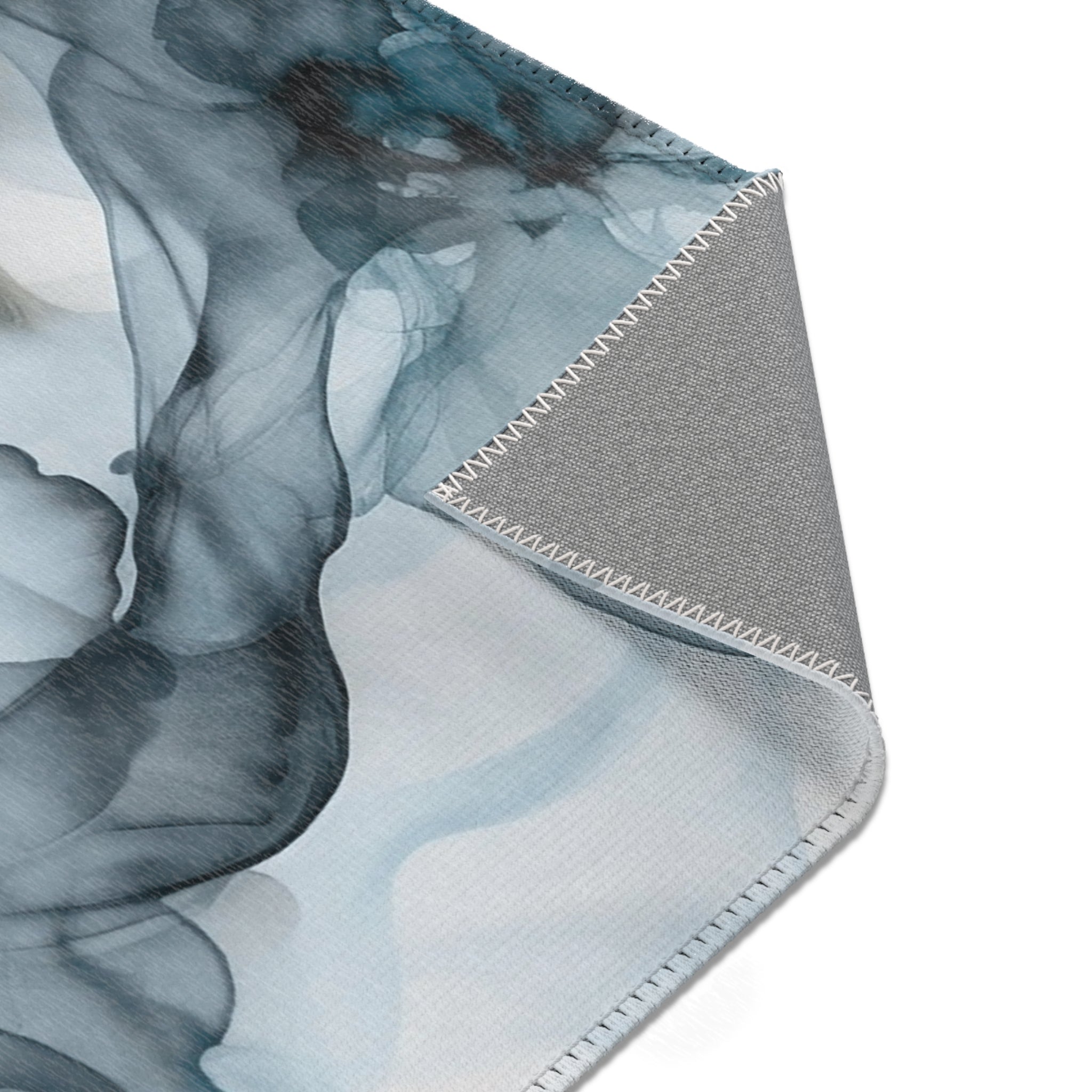 Abstract Large Area Rug | Modern Ombre Blue Floral Watercolor Rug