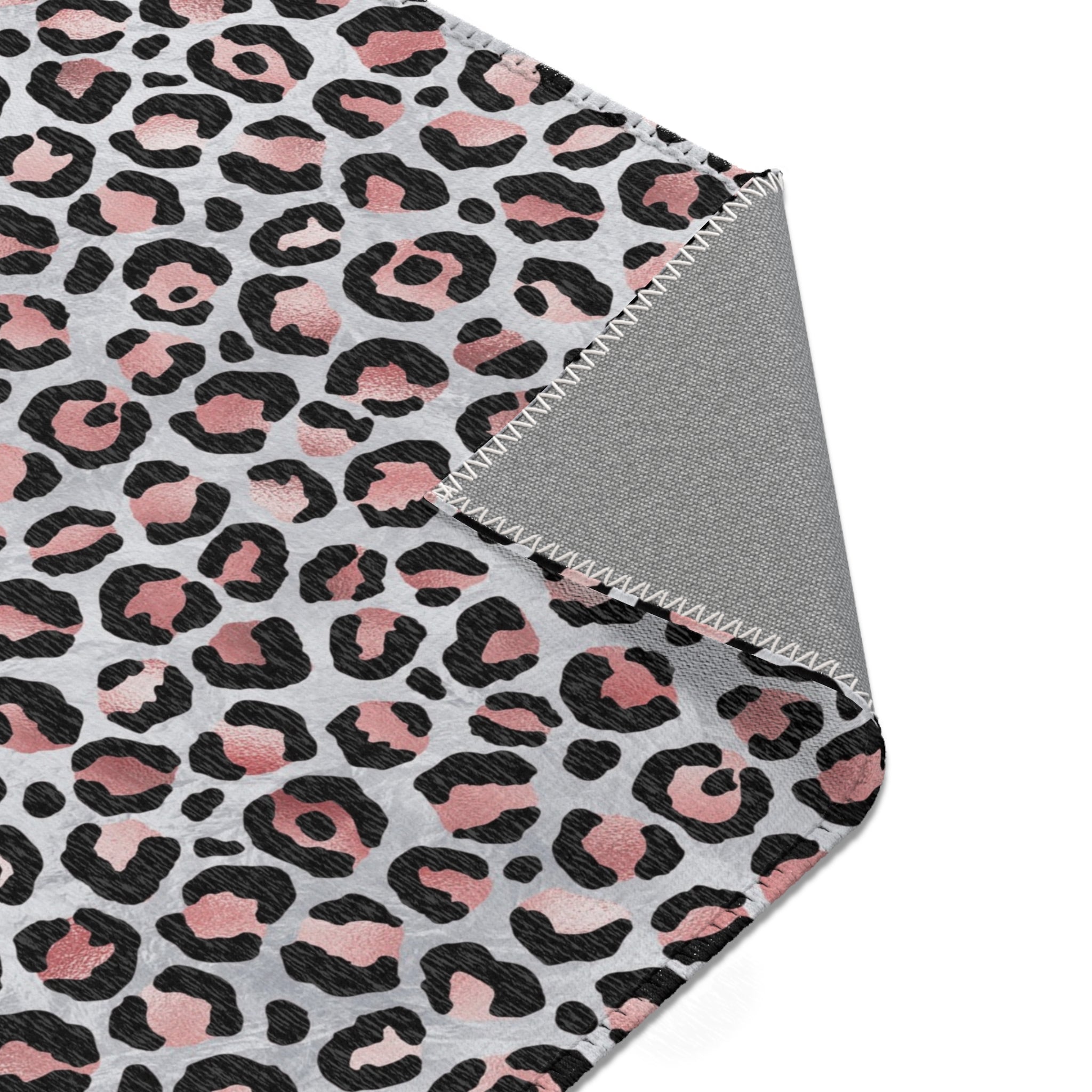 Large Area Rug | Grey Pink Black Animal Print