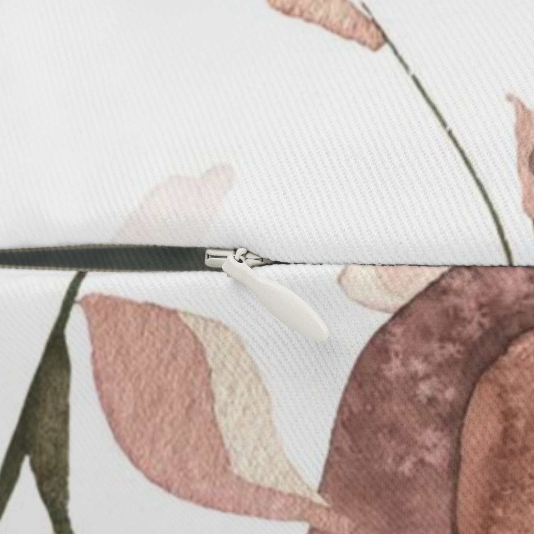 Boho Lumbar Pillow | White Beige Pink Leaves Floral