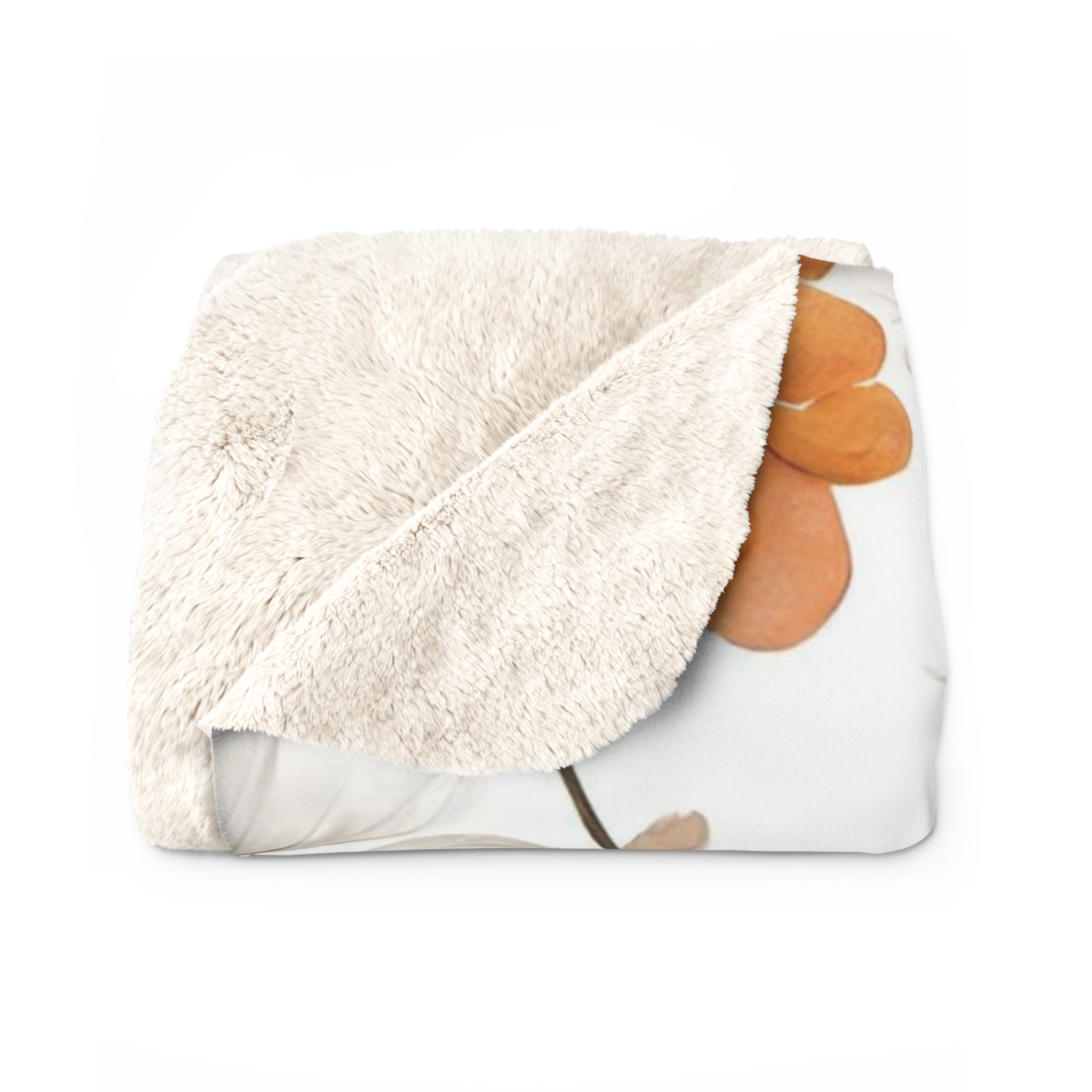 Floral Throw Blanket | Orange White, Dark Grey Wildflowers