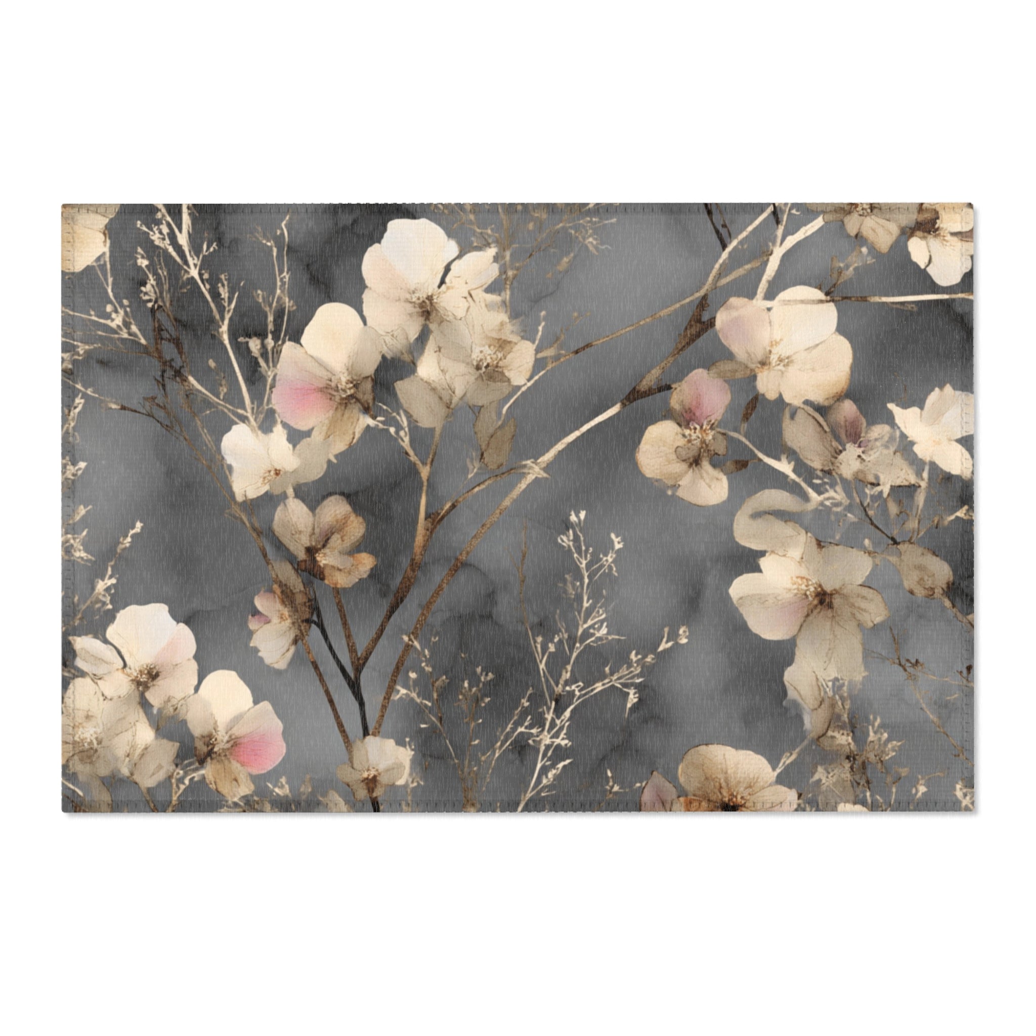 Abstract Area Rug | Floral Grey Beige Watercolor Artsy Rug