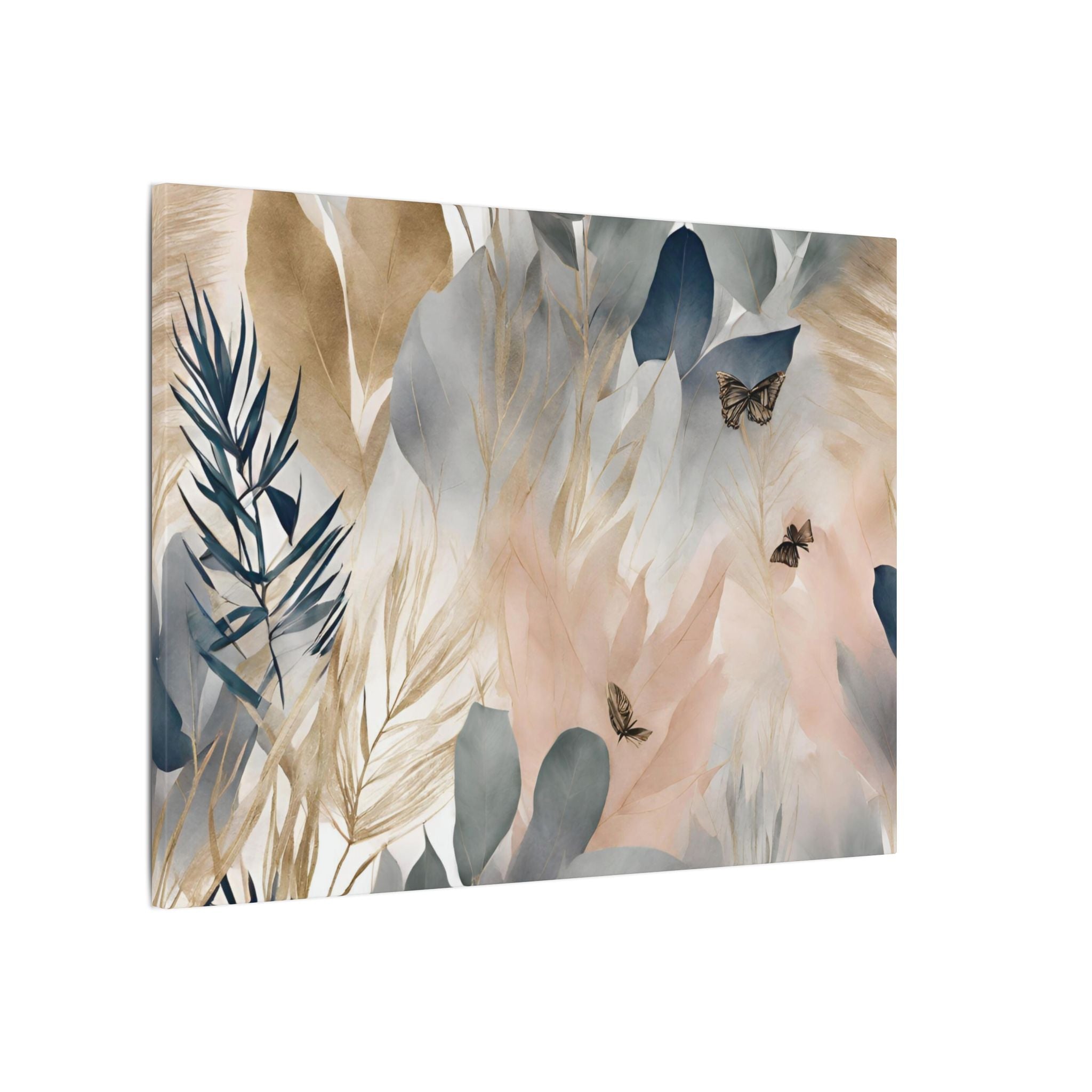 Abstract Nature Floral Artwork | Canvas Wall Art | Grey Beige Blue