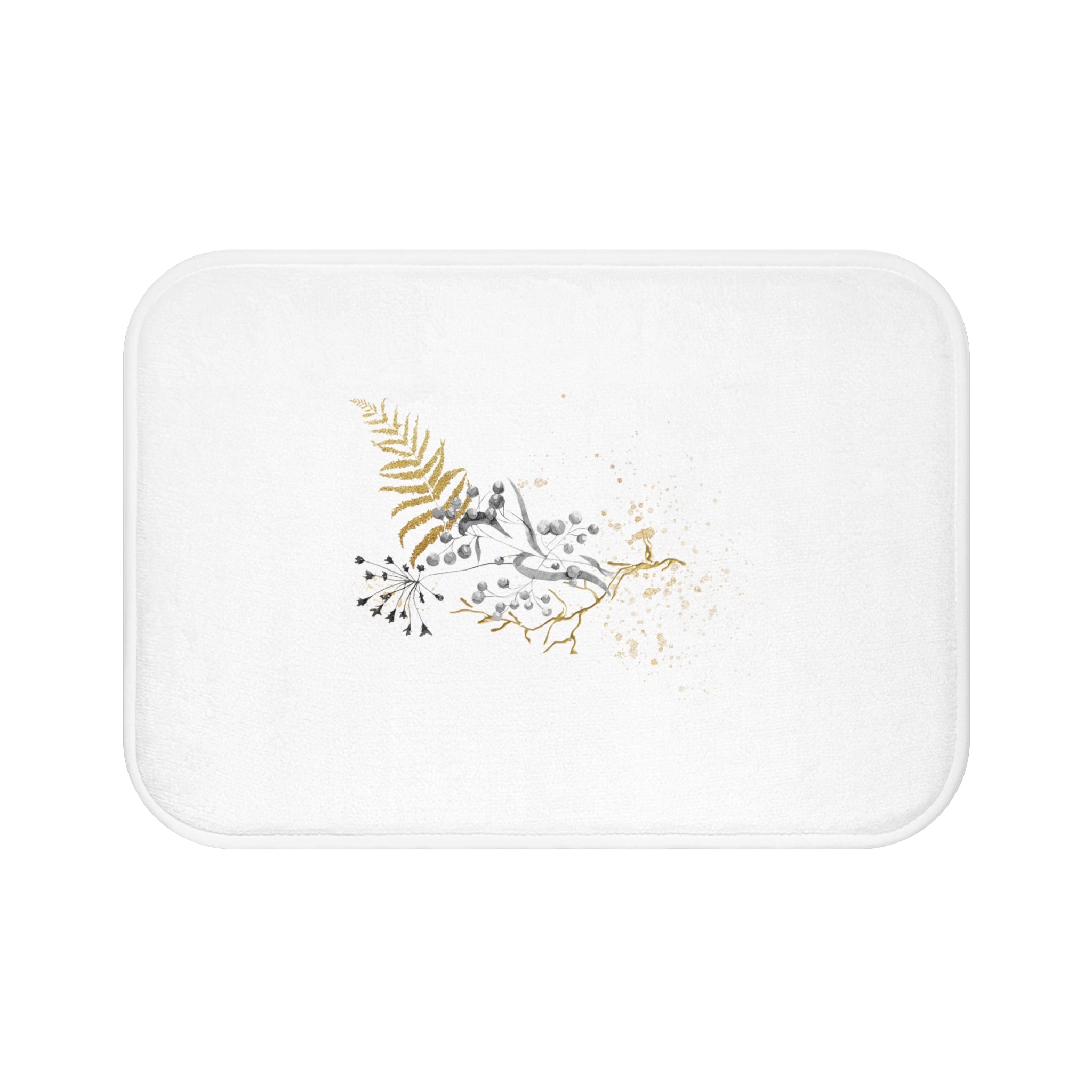 Floral Bath, Kitchen Mat | White Gray, Gold Beige