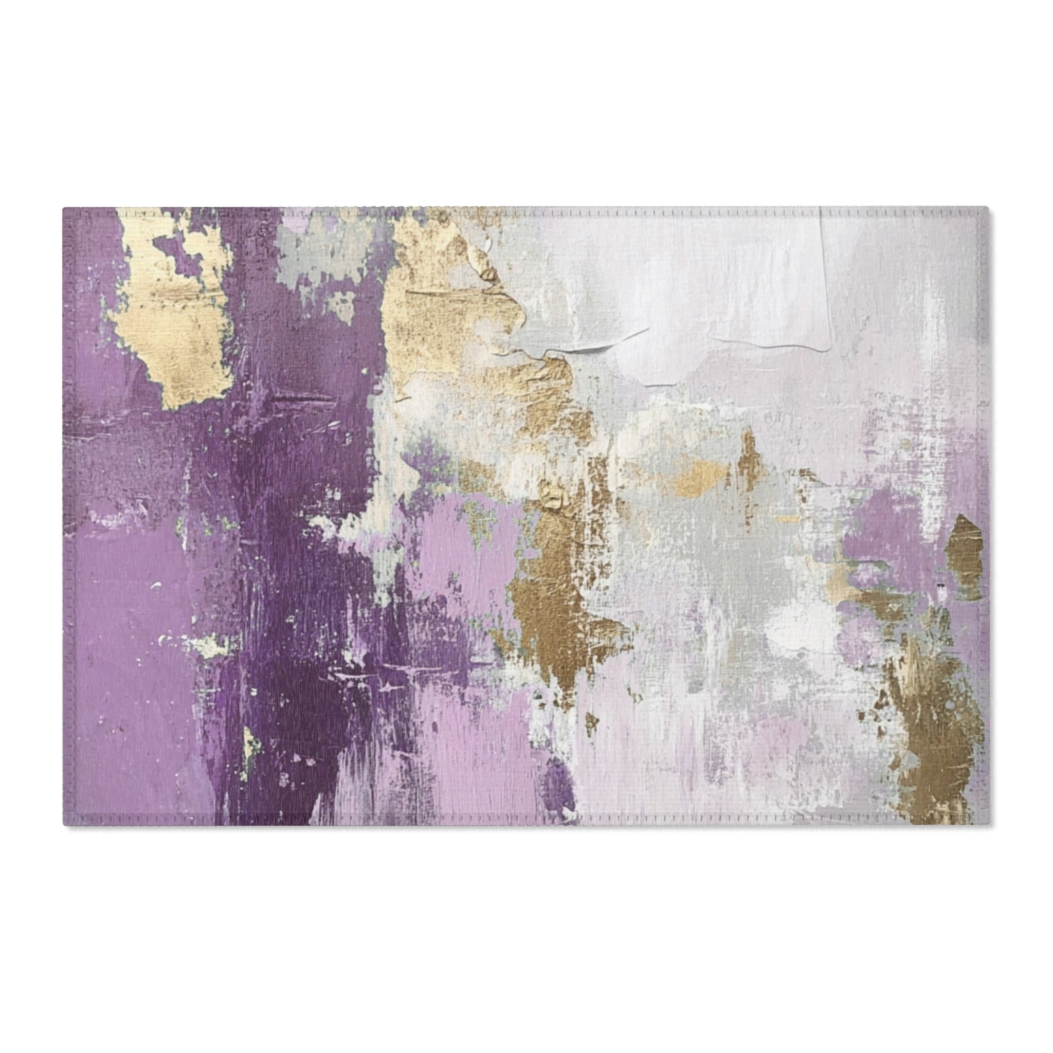 Rustic Abstract Area Rug | Lavender Purple Grey Watercolor Artsy Rug