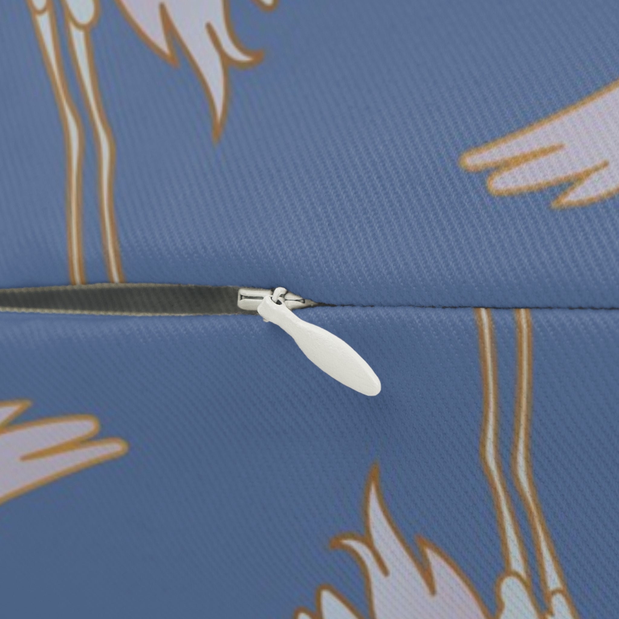 Japanese Lumbar Pillow | Pale Denim Blue, Crane Stork Birds