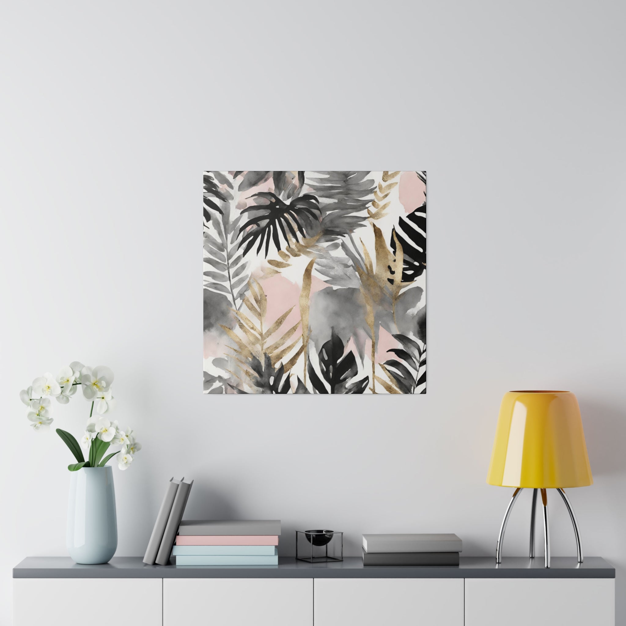 Floral Canvas Wall Art | Black Grey Pink Wall Artwork