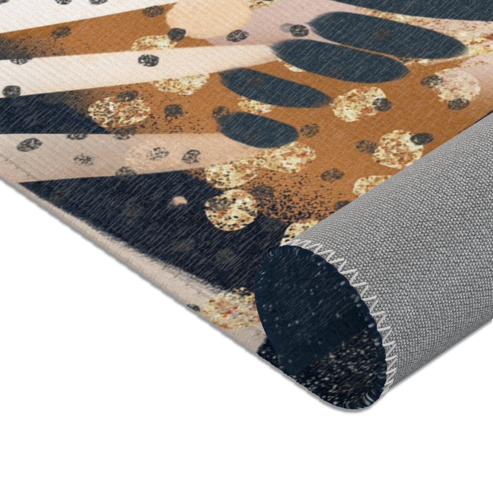 Abstract Area Rug | Watercolor Burnt Orange Blush Navy Blue