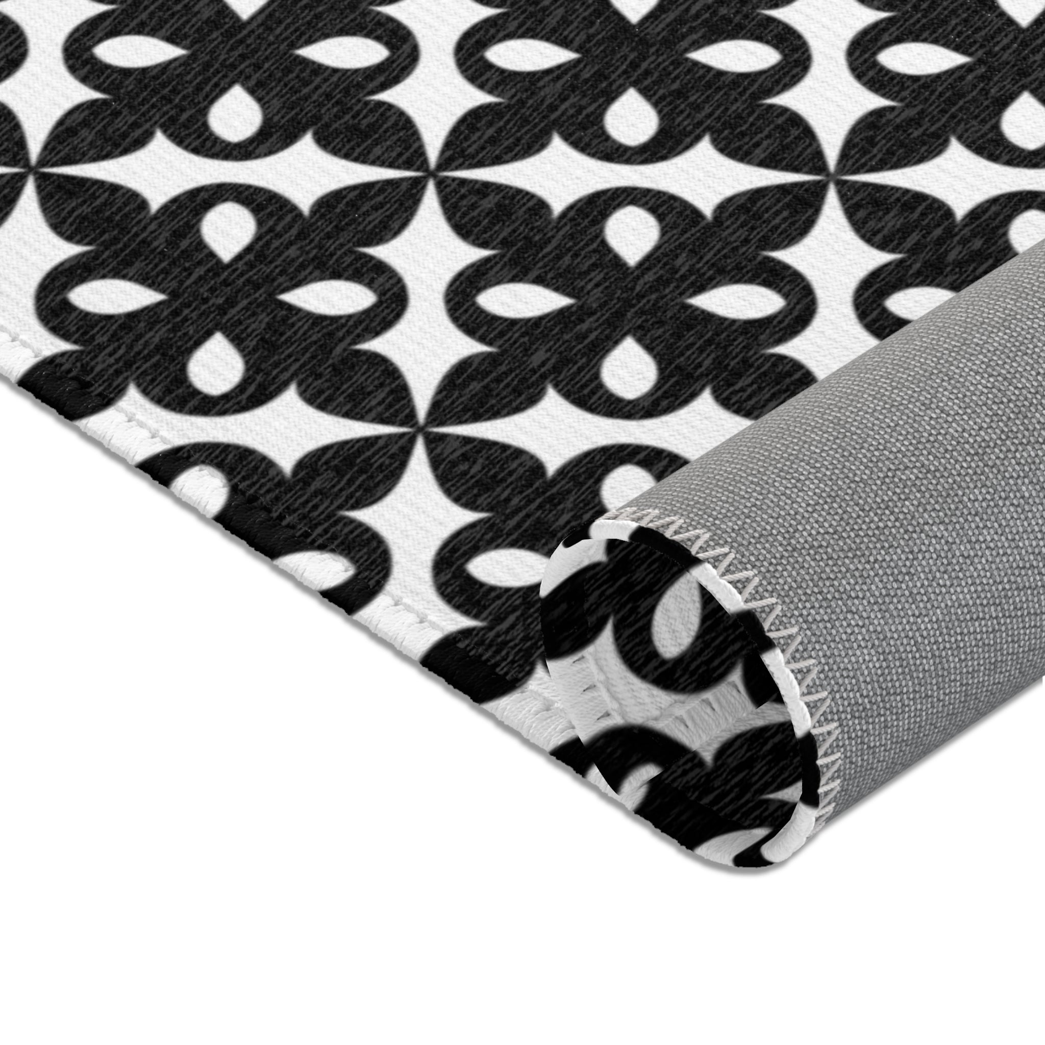 Retro Large Area Rug | Art Deco Nouveau Black White