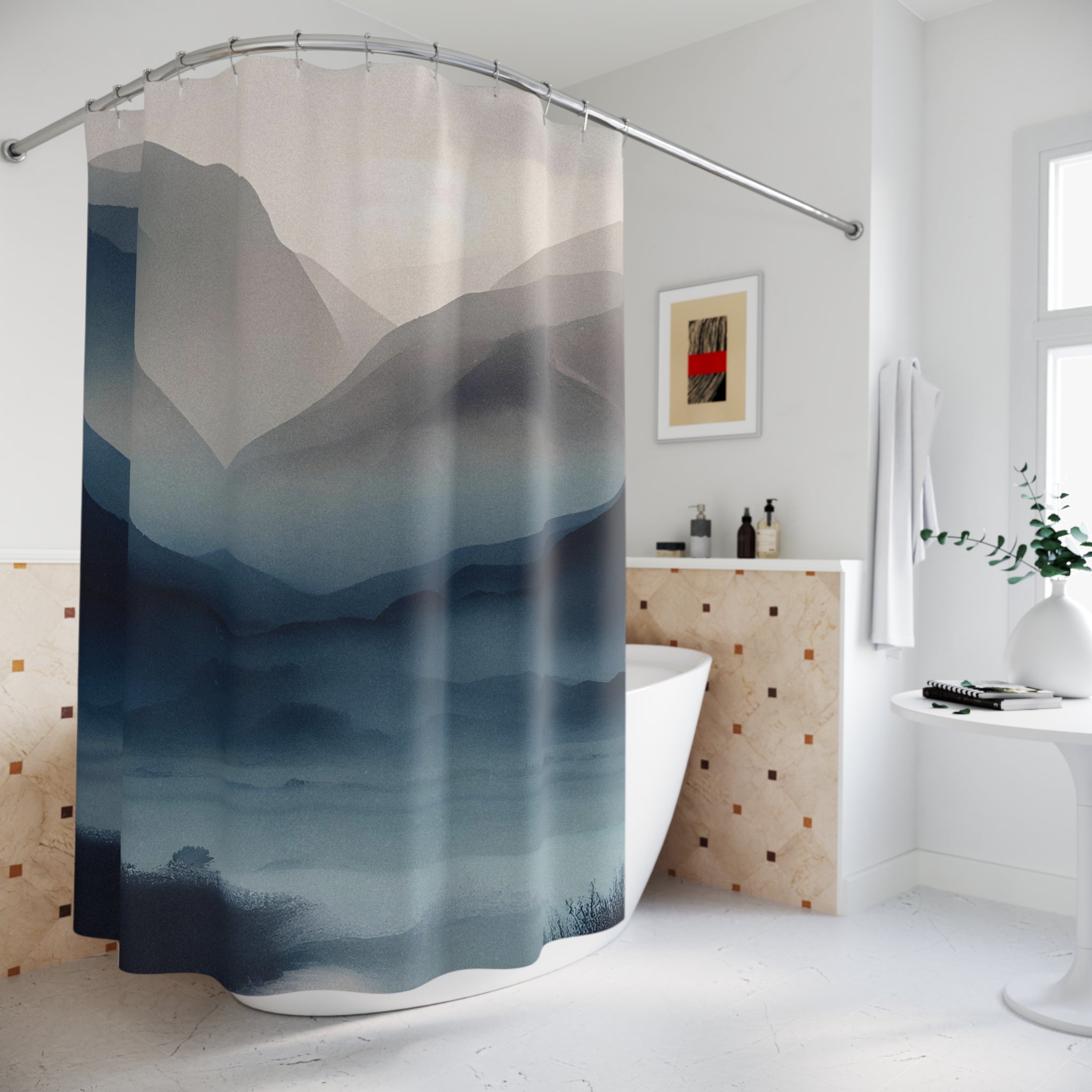 Abstract Shower Curtain | Boho Mountain nature