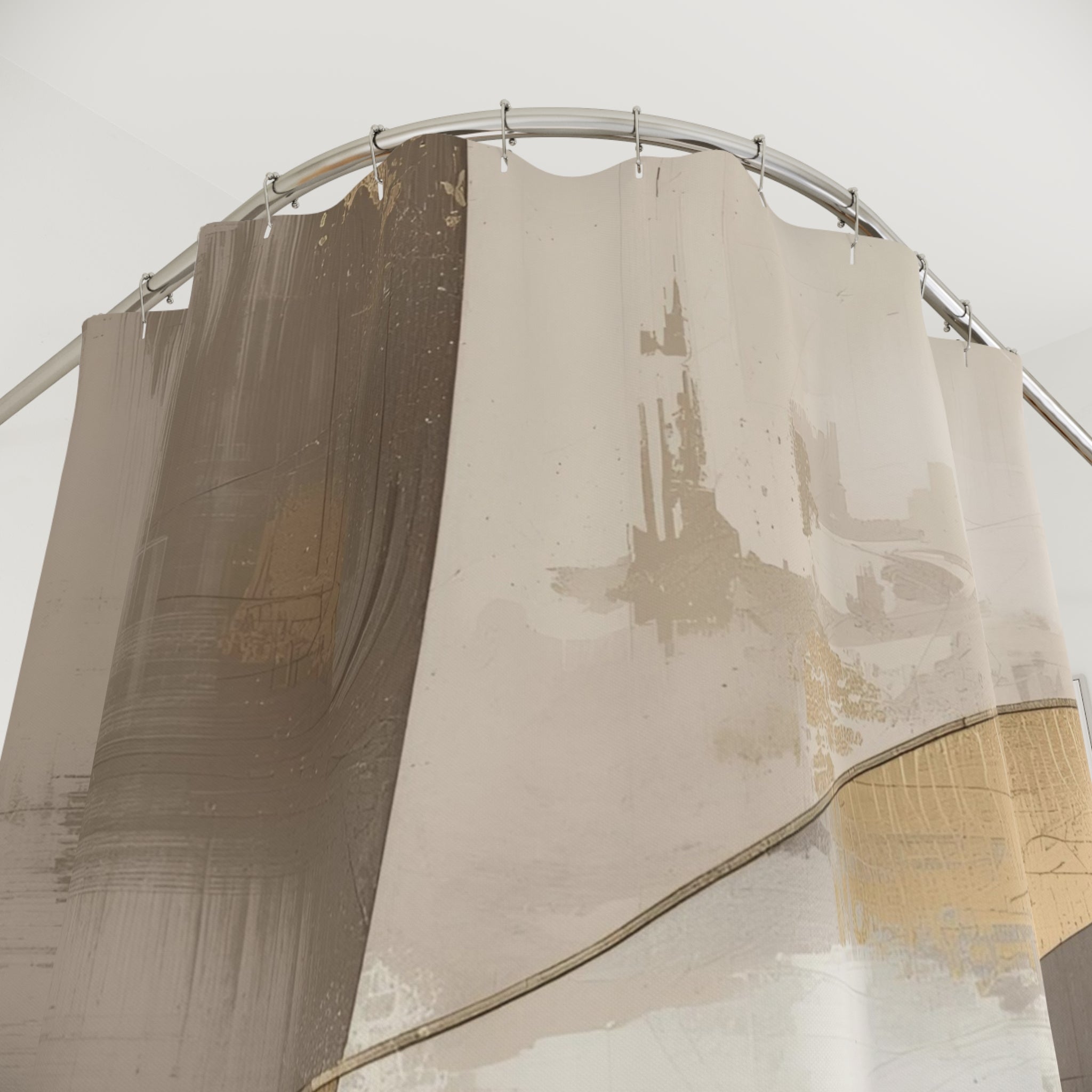 Boho Abstract Shower Curtain | Brown Taupe, Beige Watercolor