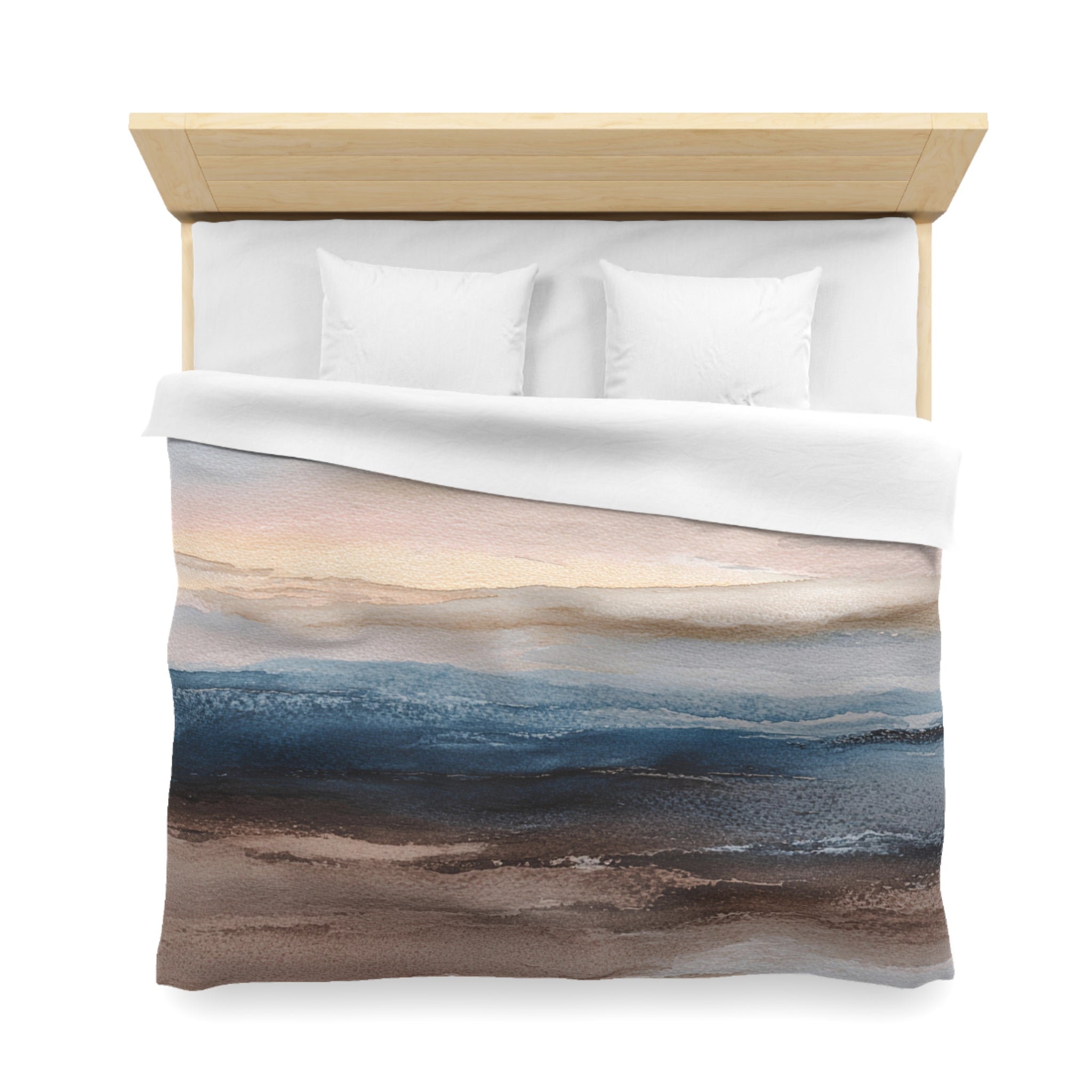 Modern Abstract Duvet, Pillow Cover | Blue Beige Bedroom Decor