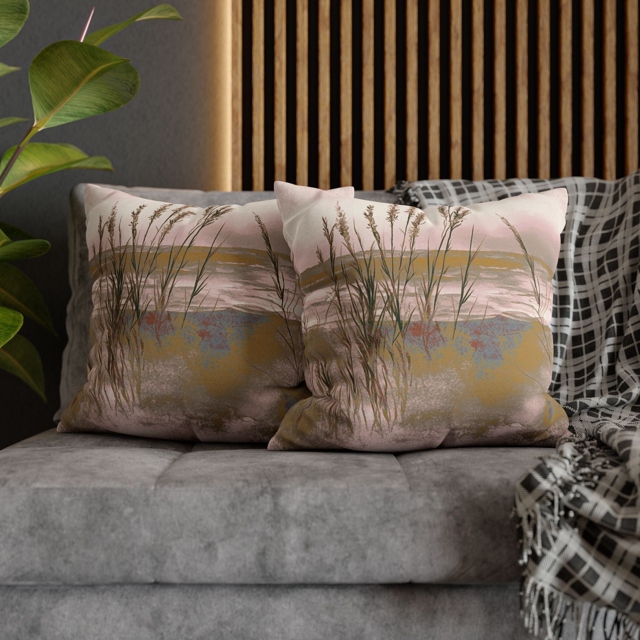 Landscape Throw Pillow Cover, Abstract Nature Modern Organic Decor Cushion