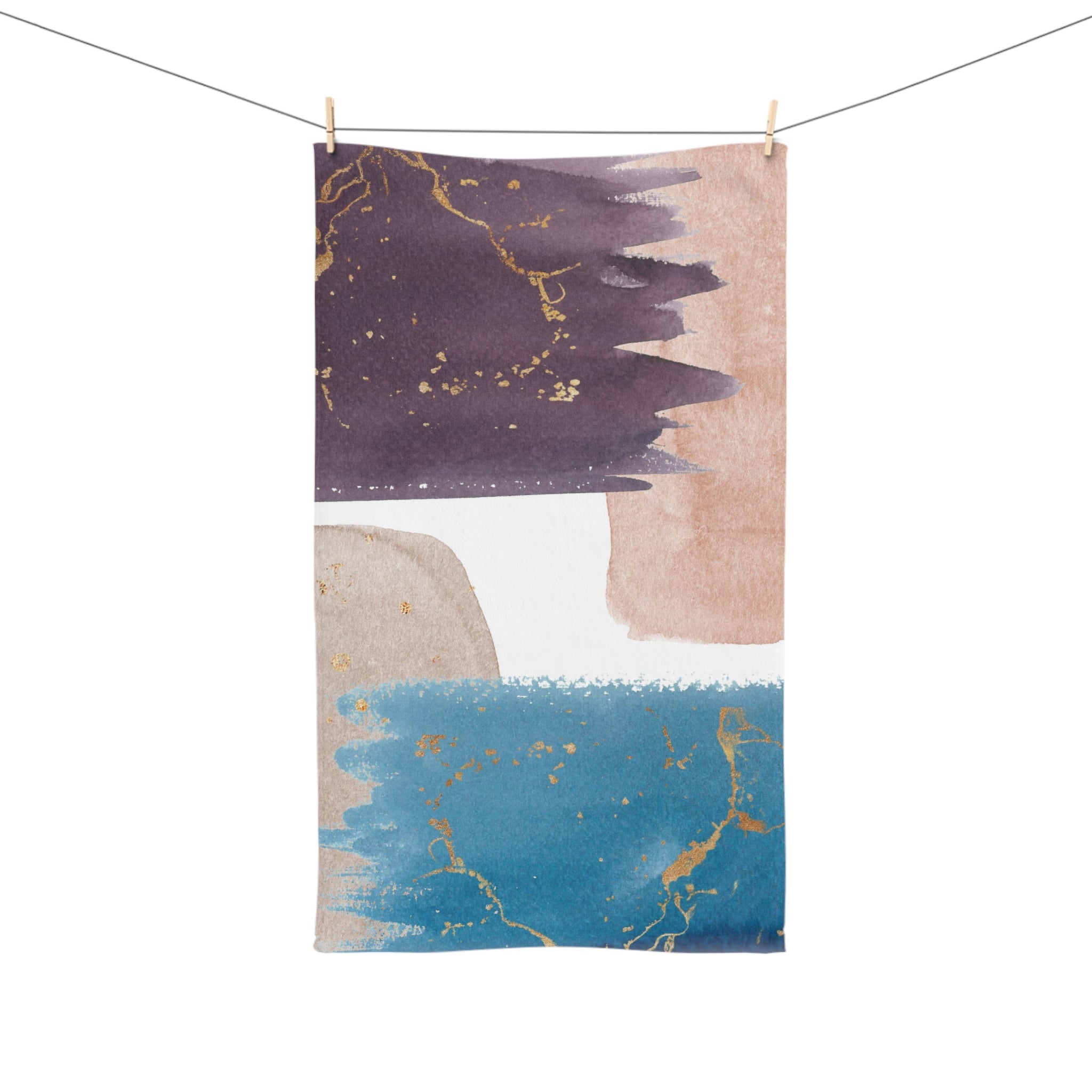 Abstract Kitchen, Bath Hand Towel | Mauve Purple, Blue Beige