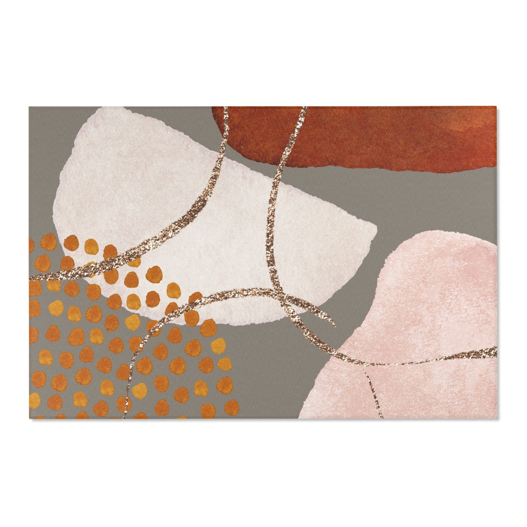 Abstract Area Rug | Watercolor Taupe Blush pink, Burnt Rust